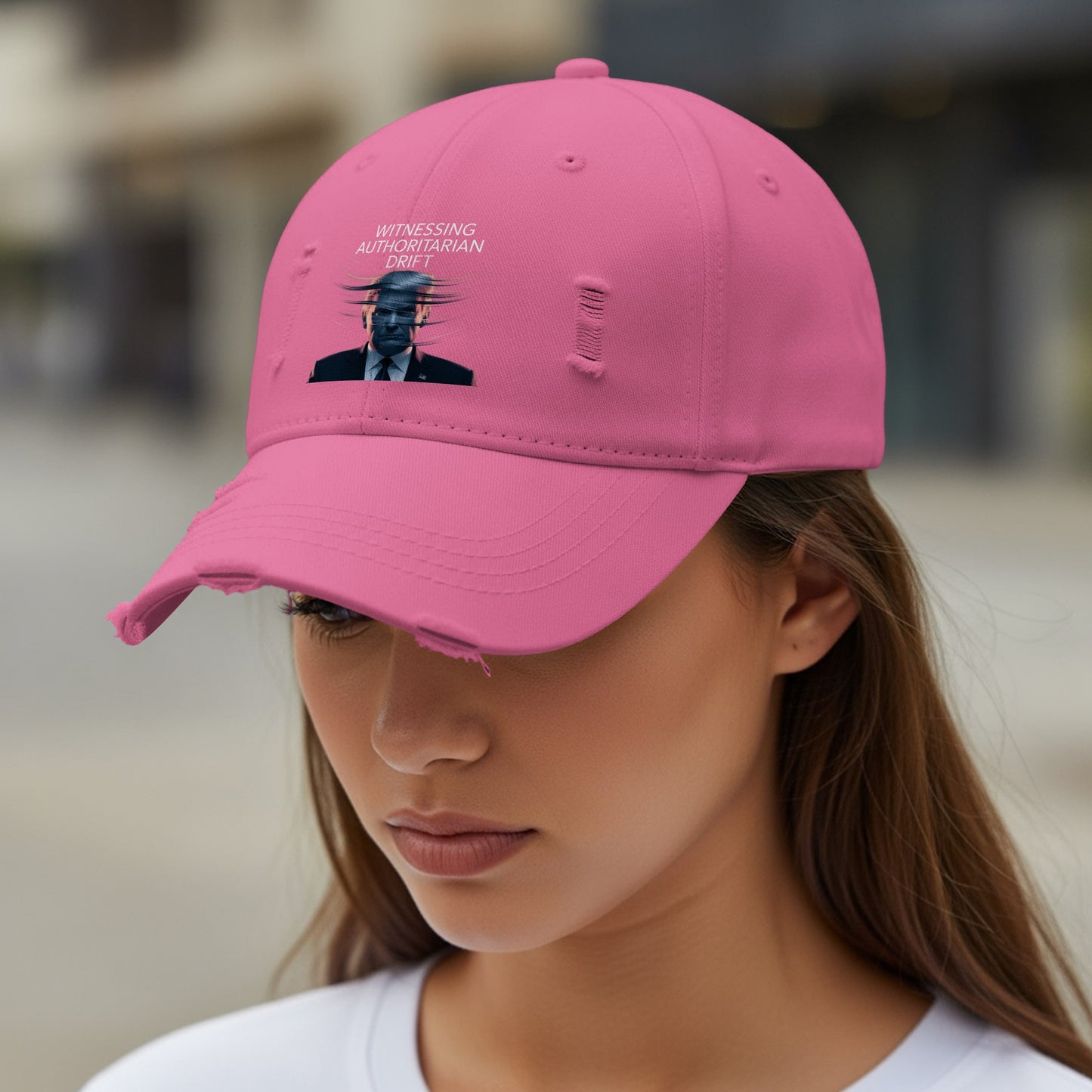 Witnessing Authoritarian Distressed Pink Hat product