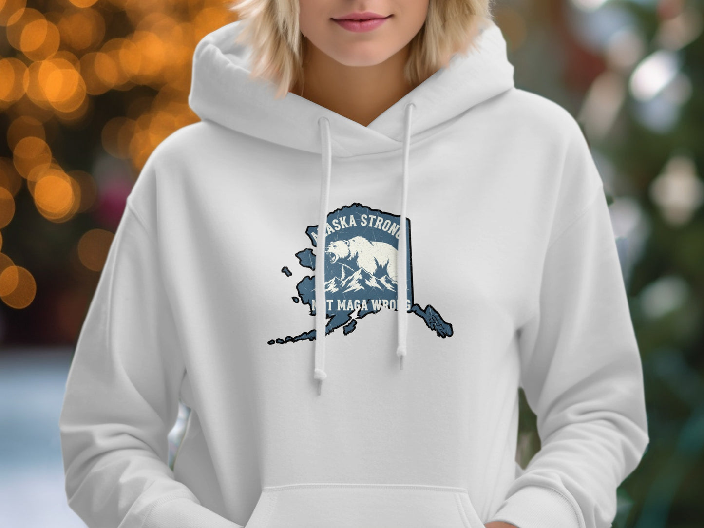 Alaska Strong Hoodie Showcasing State and Bear product