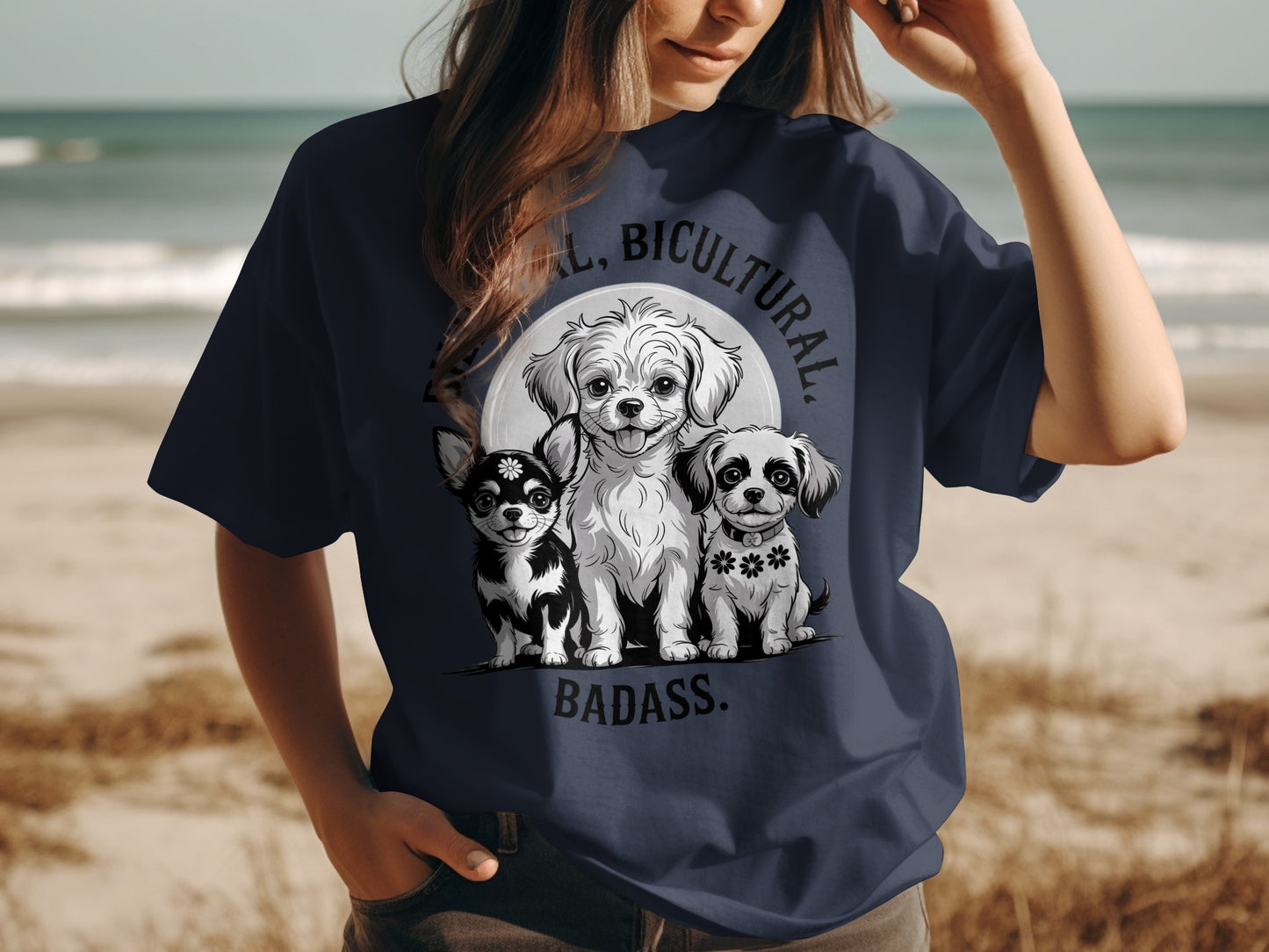 Multilingual Bilingual Biculural Badass graphic T-shirt product type