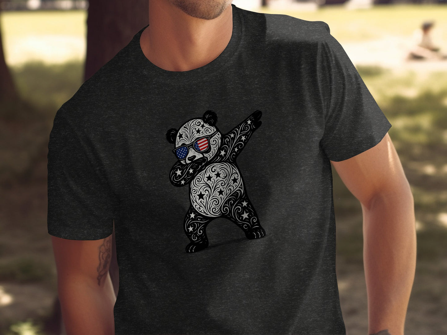 Dancing Bear with American Flag Graphic Shirt product