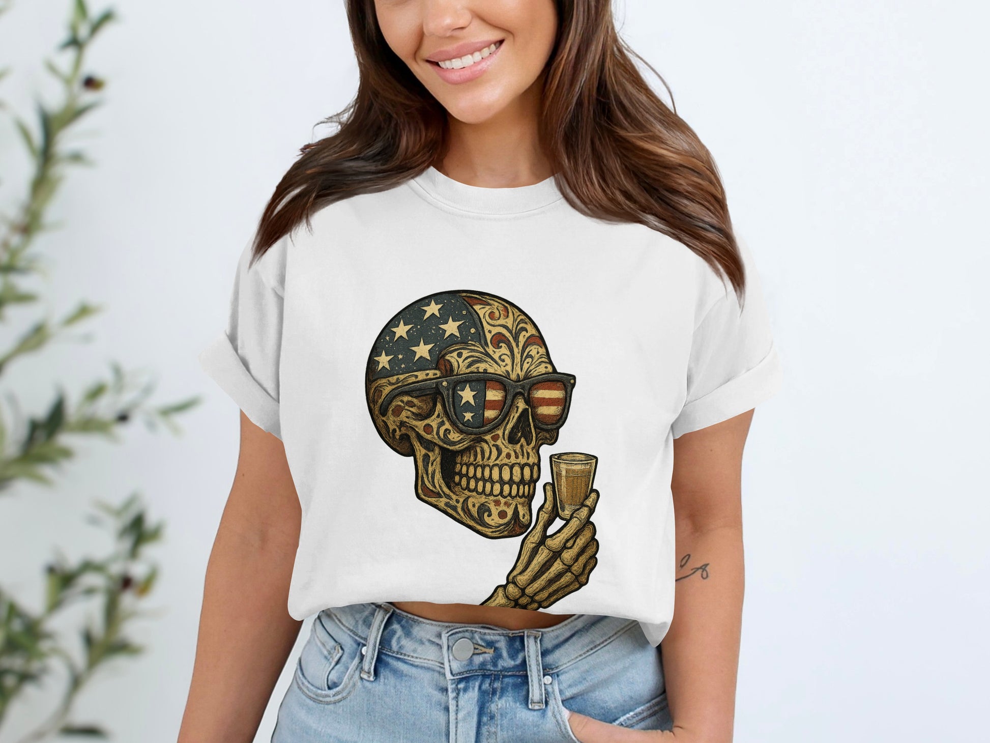 Patriotic Skull with Sunglasses Graphic Tee product type