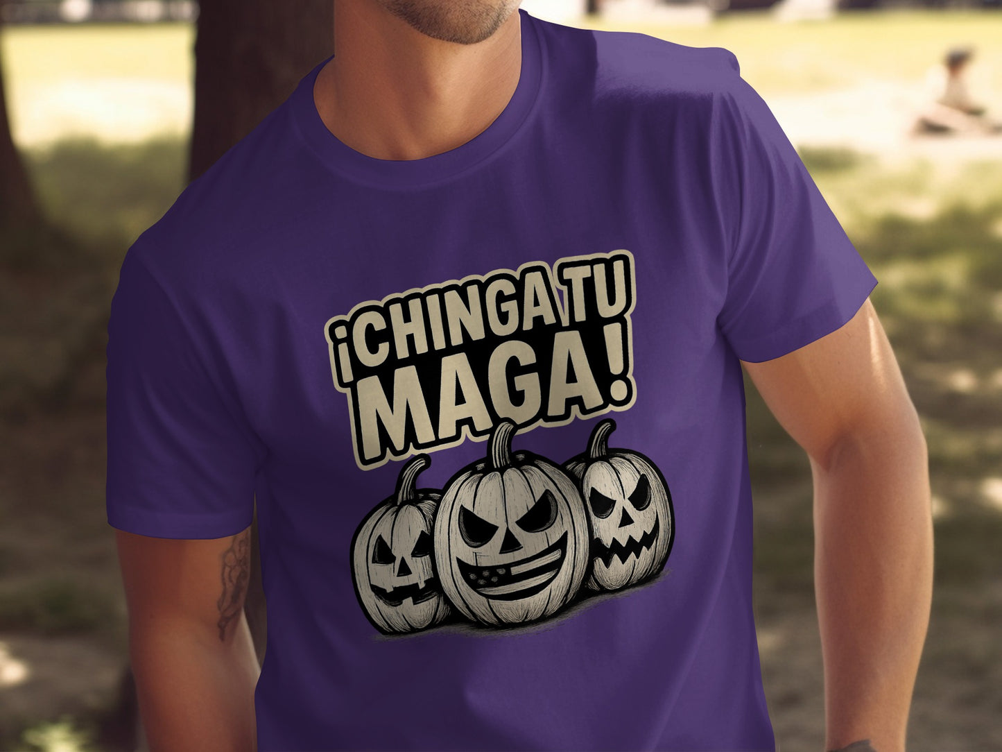 Funny Spanish Halloween Pumpkins Purple Shirt product