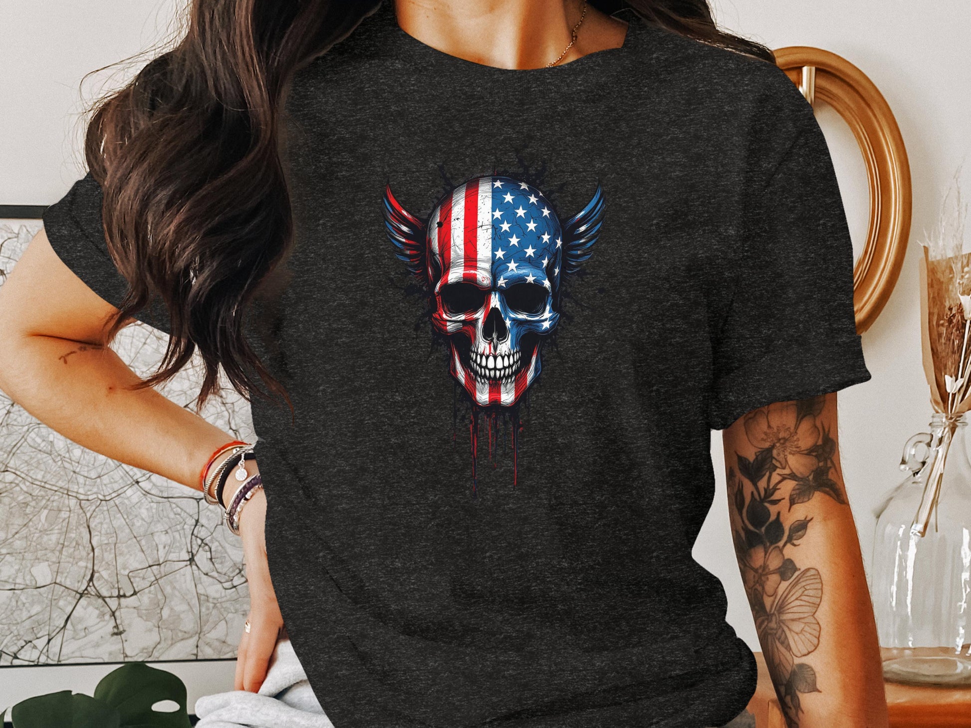 Skull with American Flag Design Shirt product