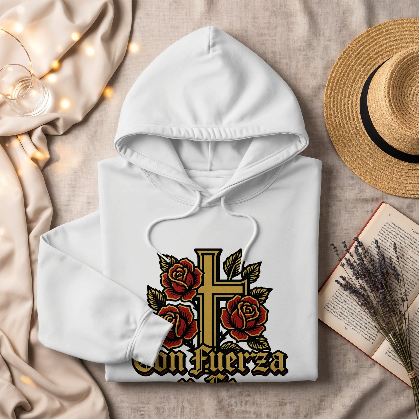 Con Fuerza Cross And Roses Graphic Hoodie product