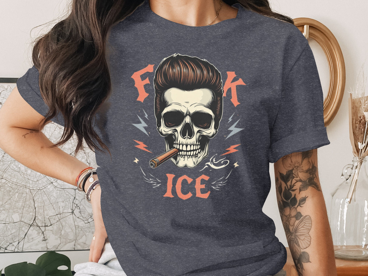 Edgy Skull Smoking Graphic Tee Shirt product type