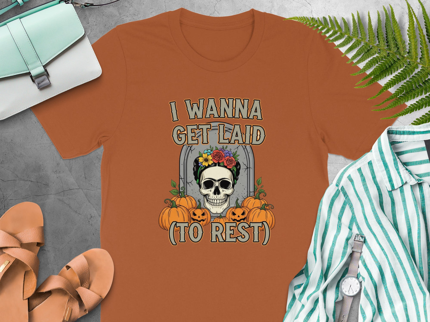 I Wanna Get Laid To Rest Skull Design T-shirt product