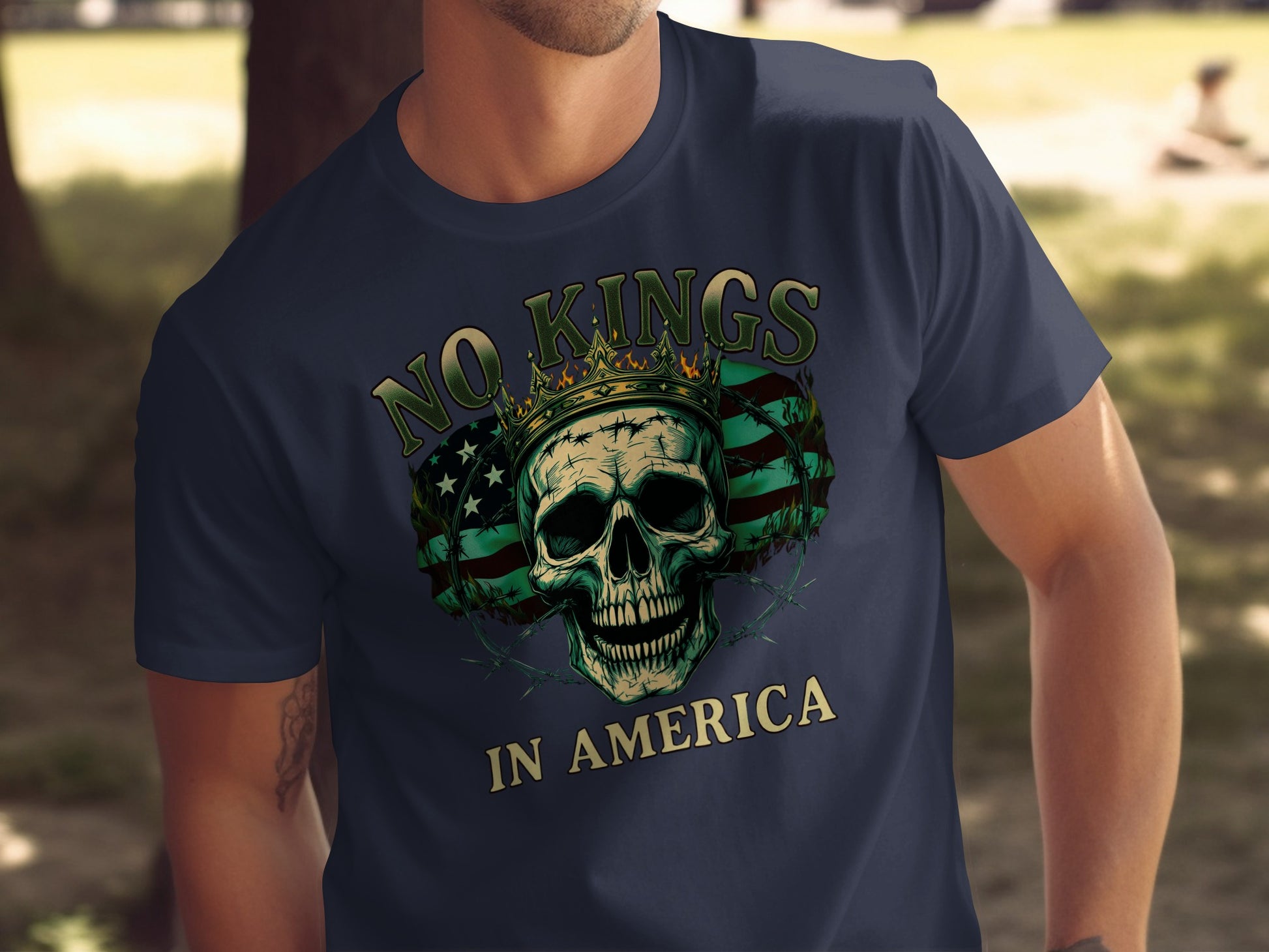 No Kings in America Skull Graphic T-Shirt