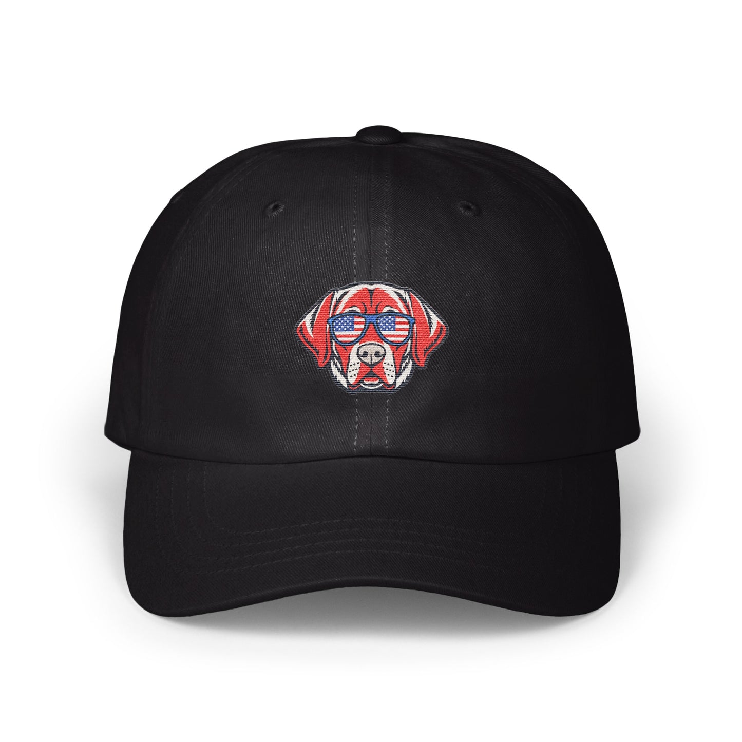 Patriotic Dog Embroidered Black Baseball Hat product