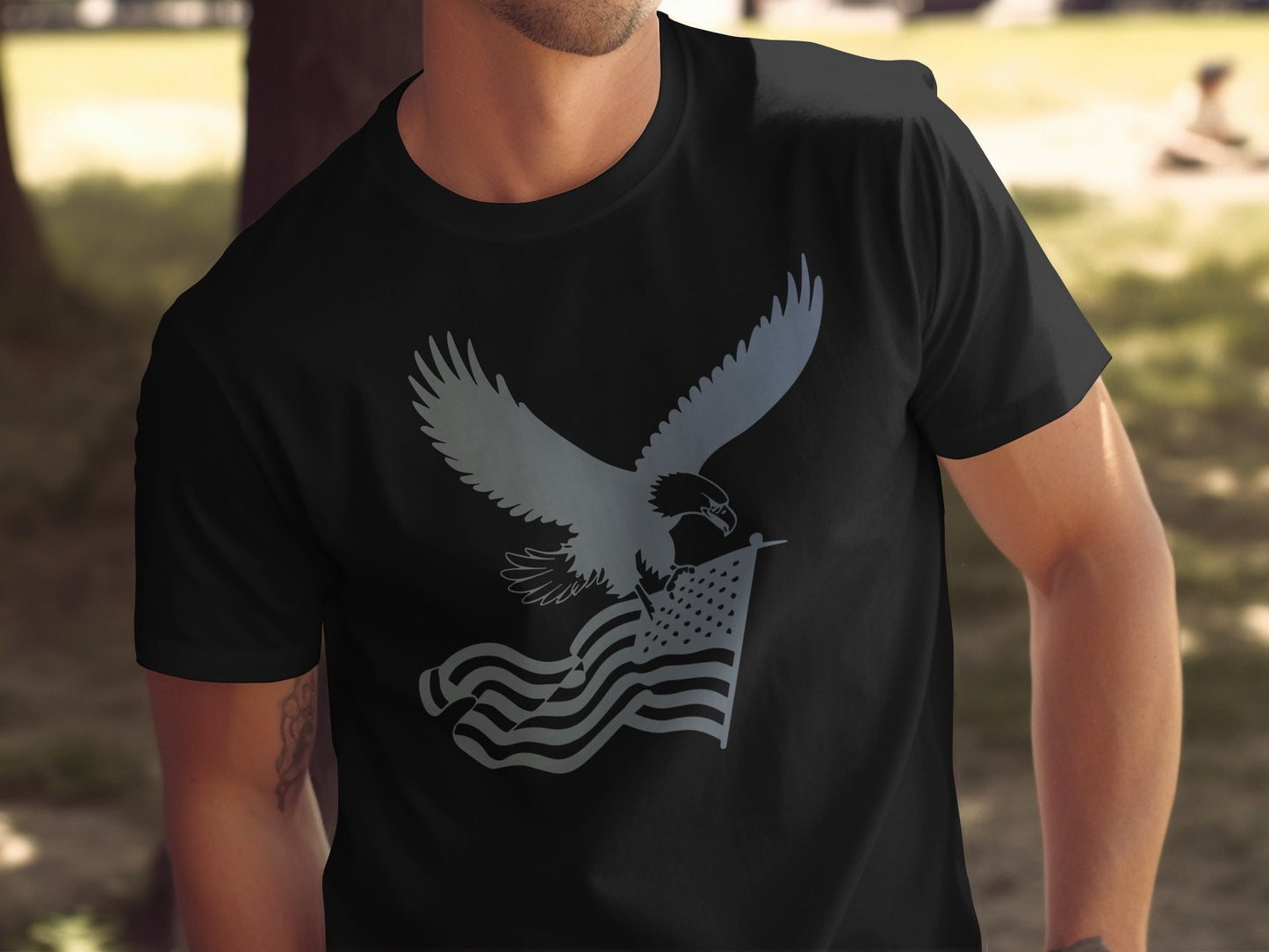 Patriotic Eagle and American Flag Print T-shirt product