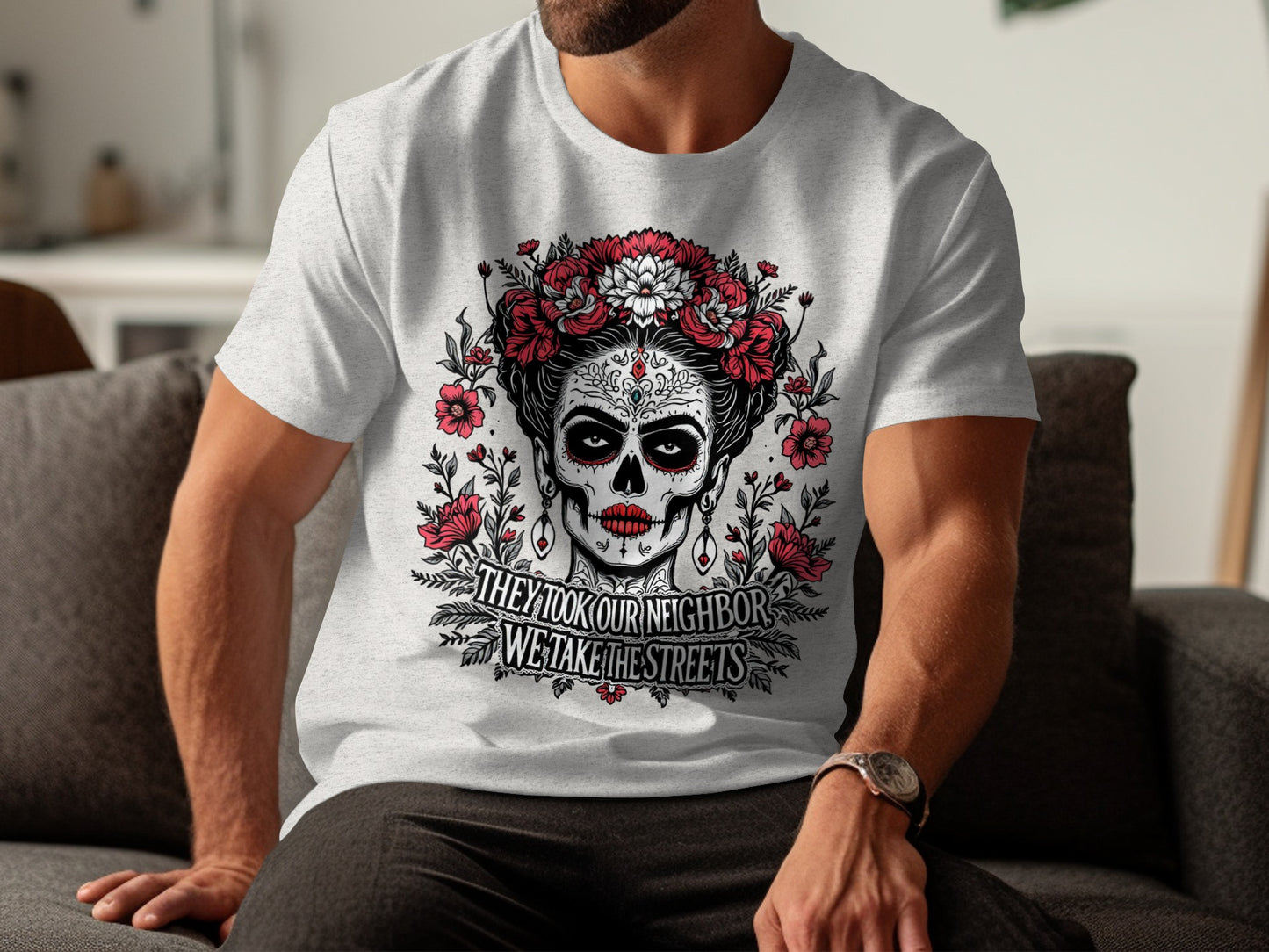 Calavera Skull Neighbor Street Design T-Shirt product type