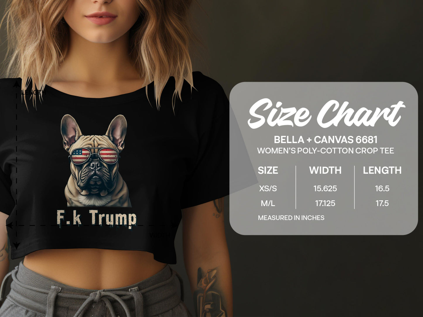 Bulldog with American Flag Glasses Design Crop Top product type