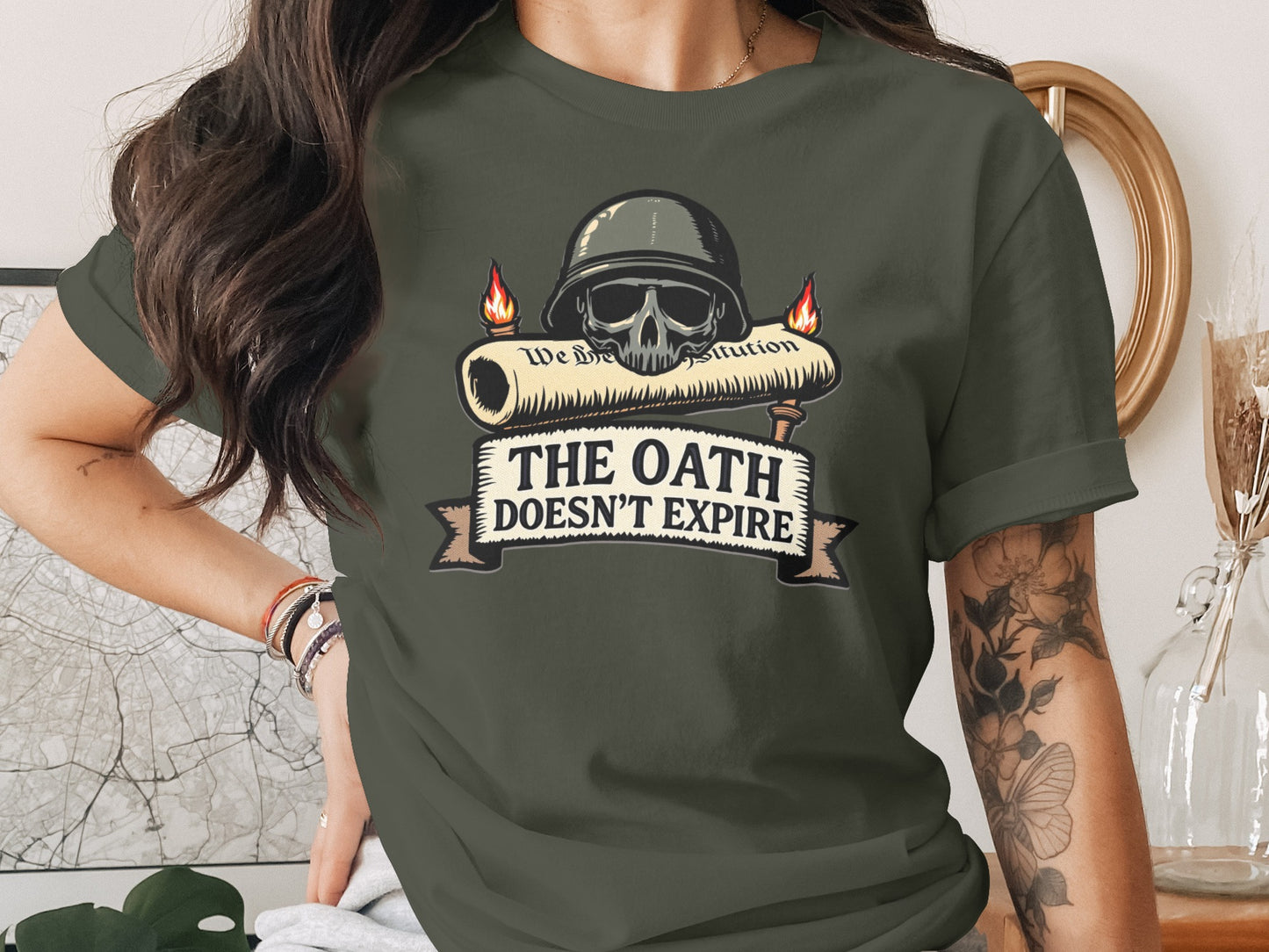 The Oath Doesn't Expire Helmet Skull Graphic Tee