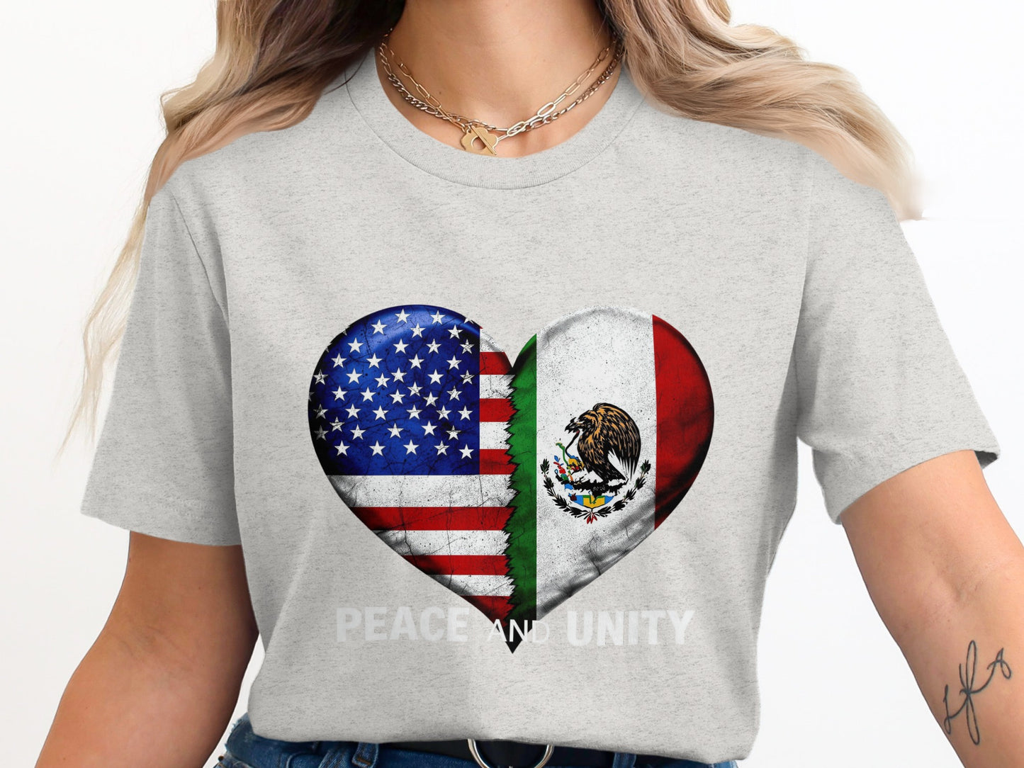Peace and Unity Heart Flags Graphic T-Shirt product