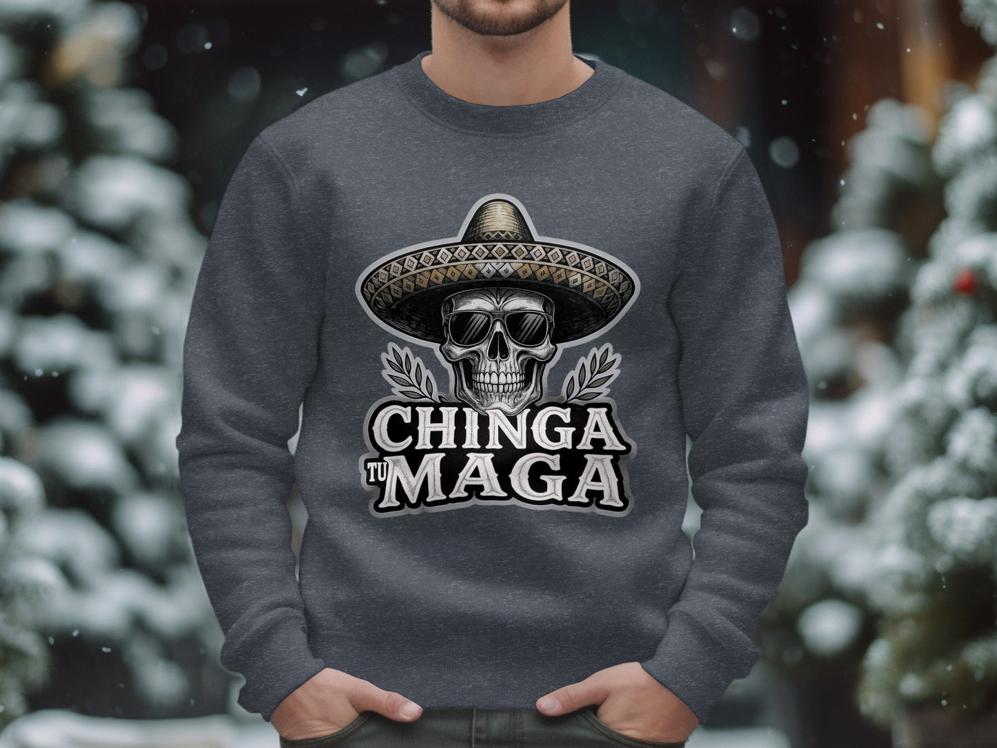 Chinga Tu Maga Skull with Sombrero Graphic Sweatshirt product type