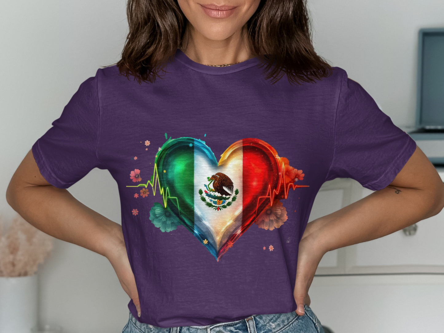 Vibrant Mexican Flag Heartbeat Graphic Tee product