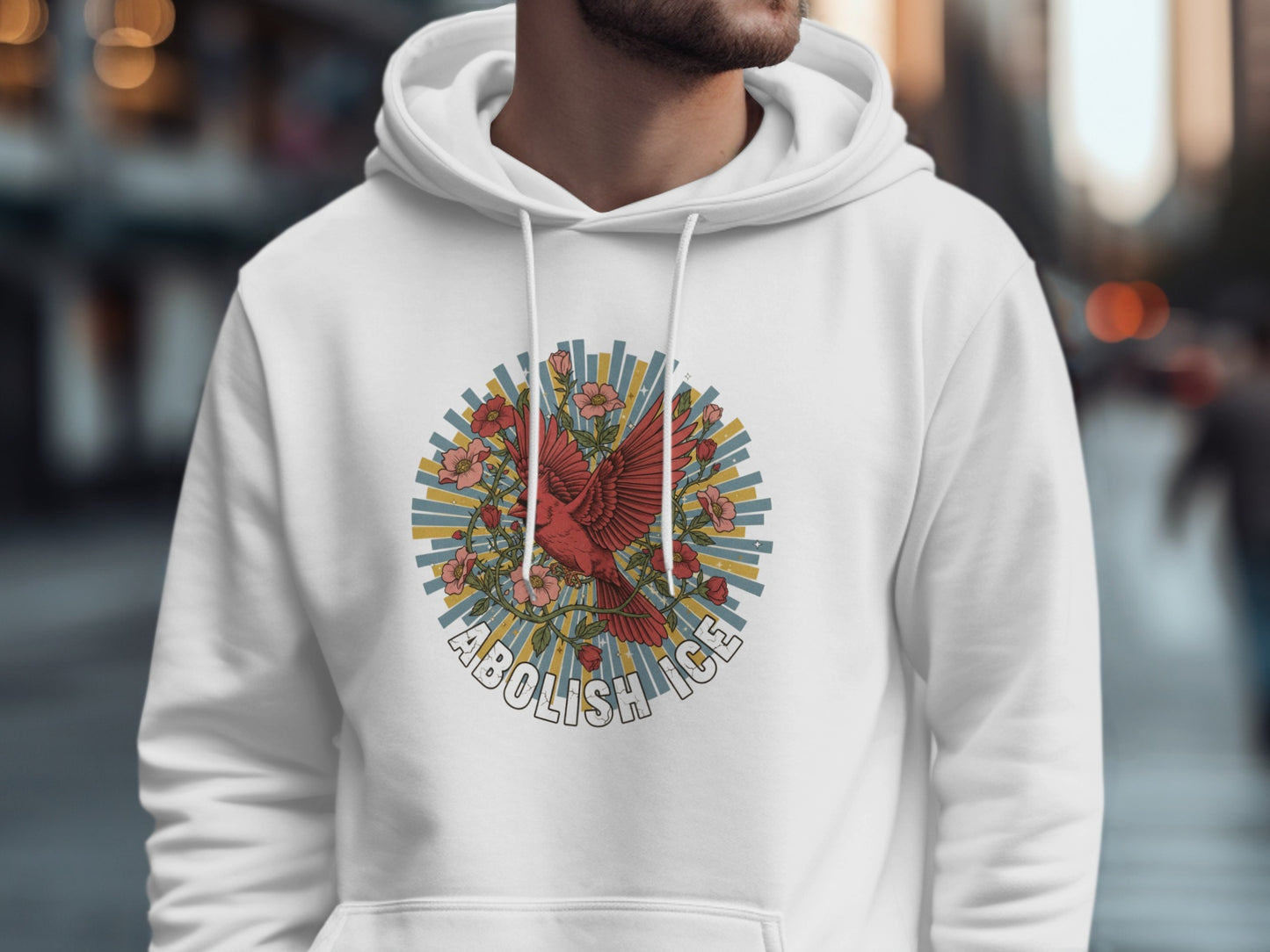 Abolish Ice Graphic Hoodie with Red Cardinal Print product