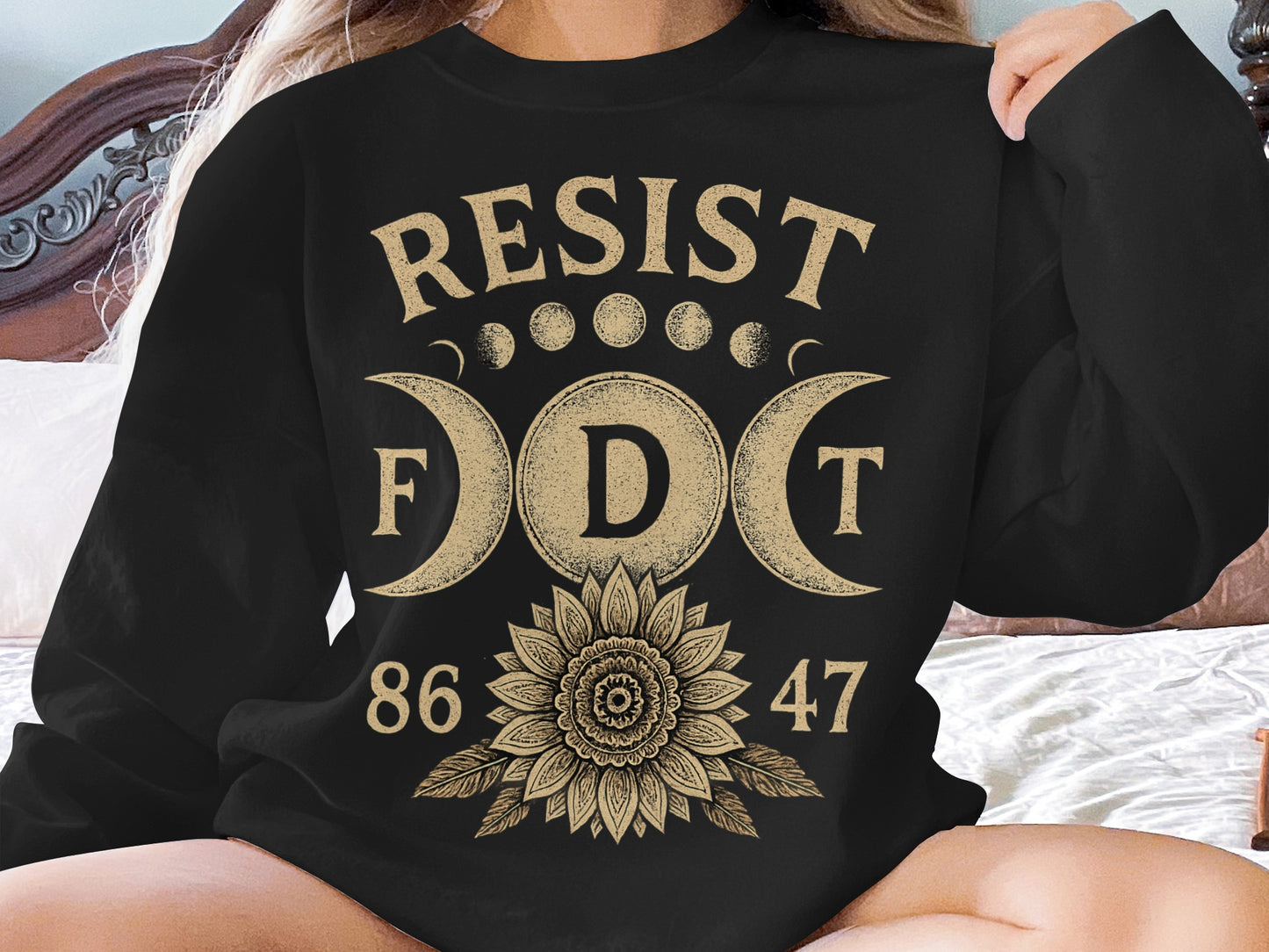 Resist Sunflower Moon Design Black Style Top product type