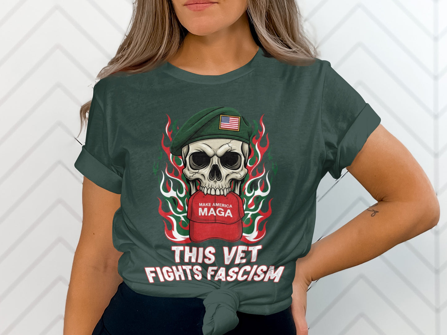 This Vet Fights Fascism Graphic T-Shirt