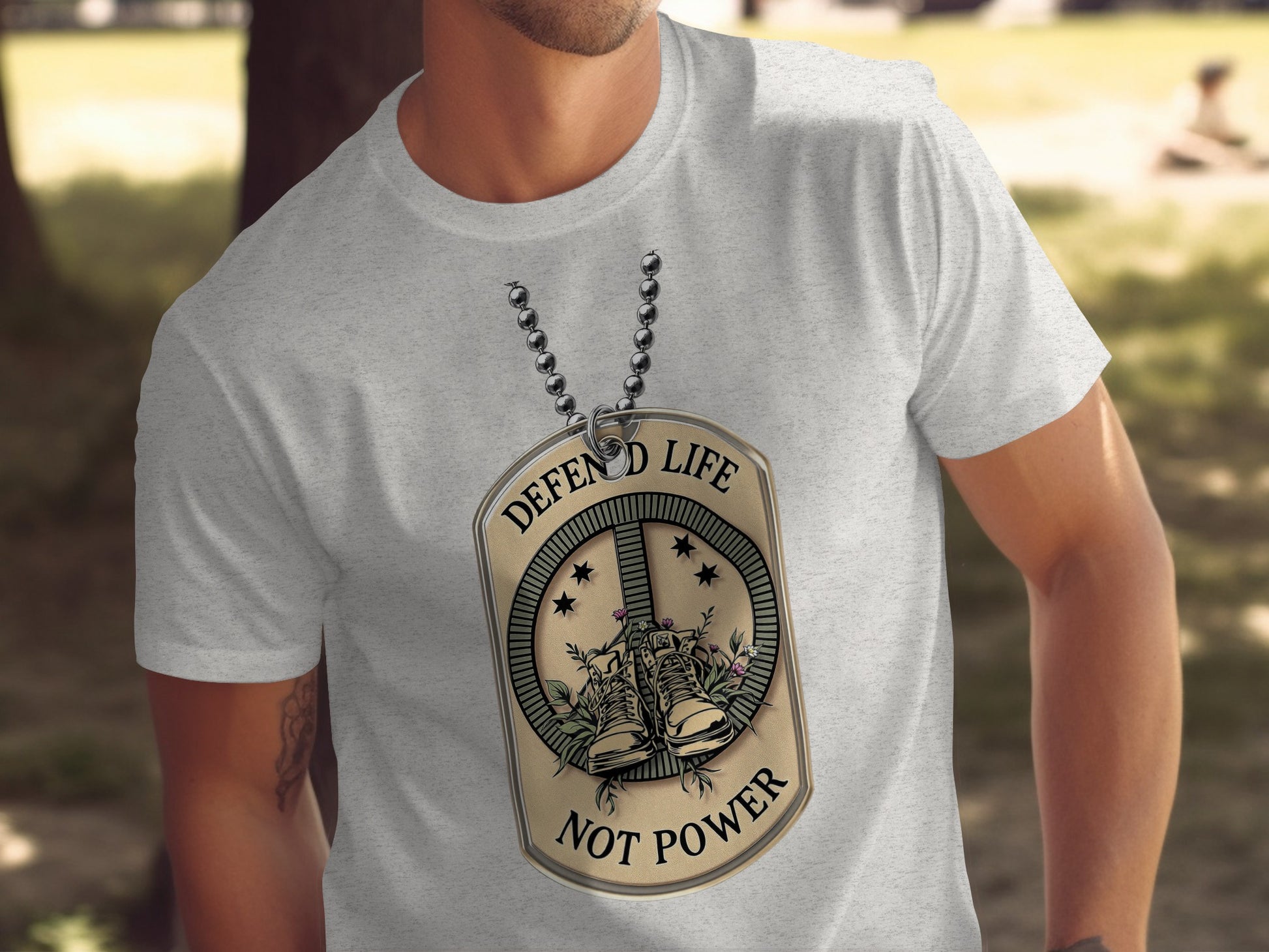 Defend Life Not Power Dog Tag Pendant T-shirt