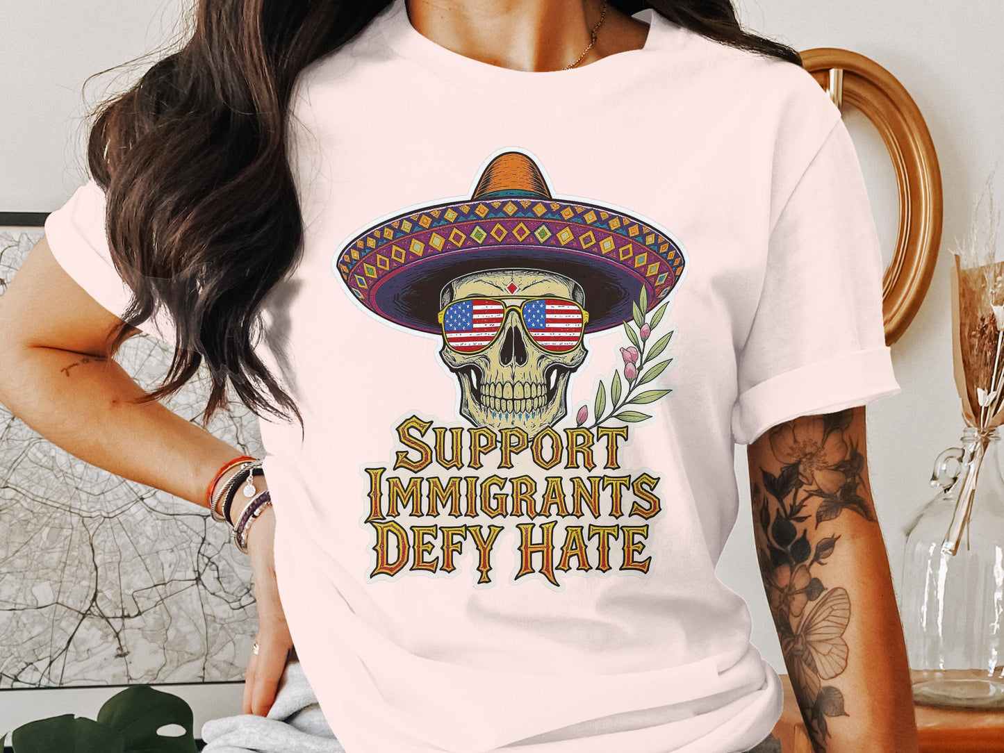 Support Immigrants Defy Hate Graphic T-shirt product