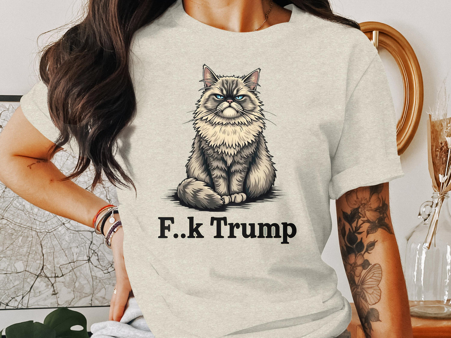 Grumpy Cat Print F k Trump Casual T-shirt product
