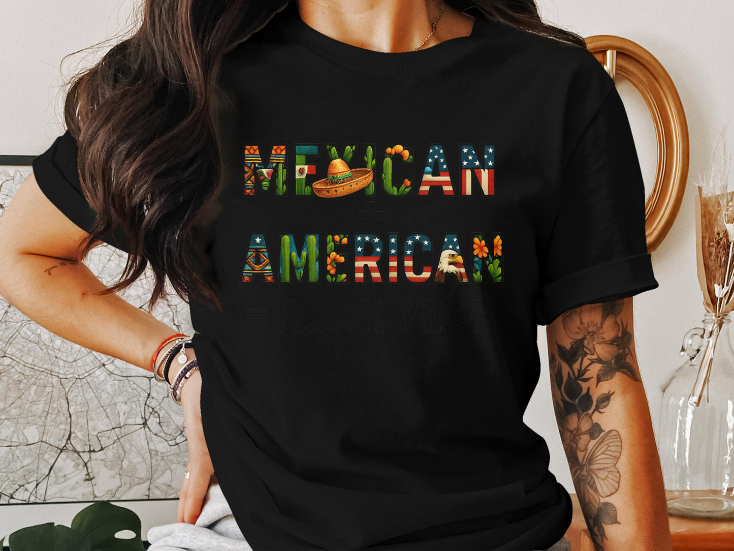 Mexican American Pride Graphic Print T-shirt product
