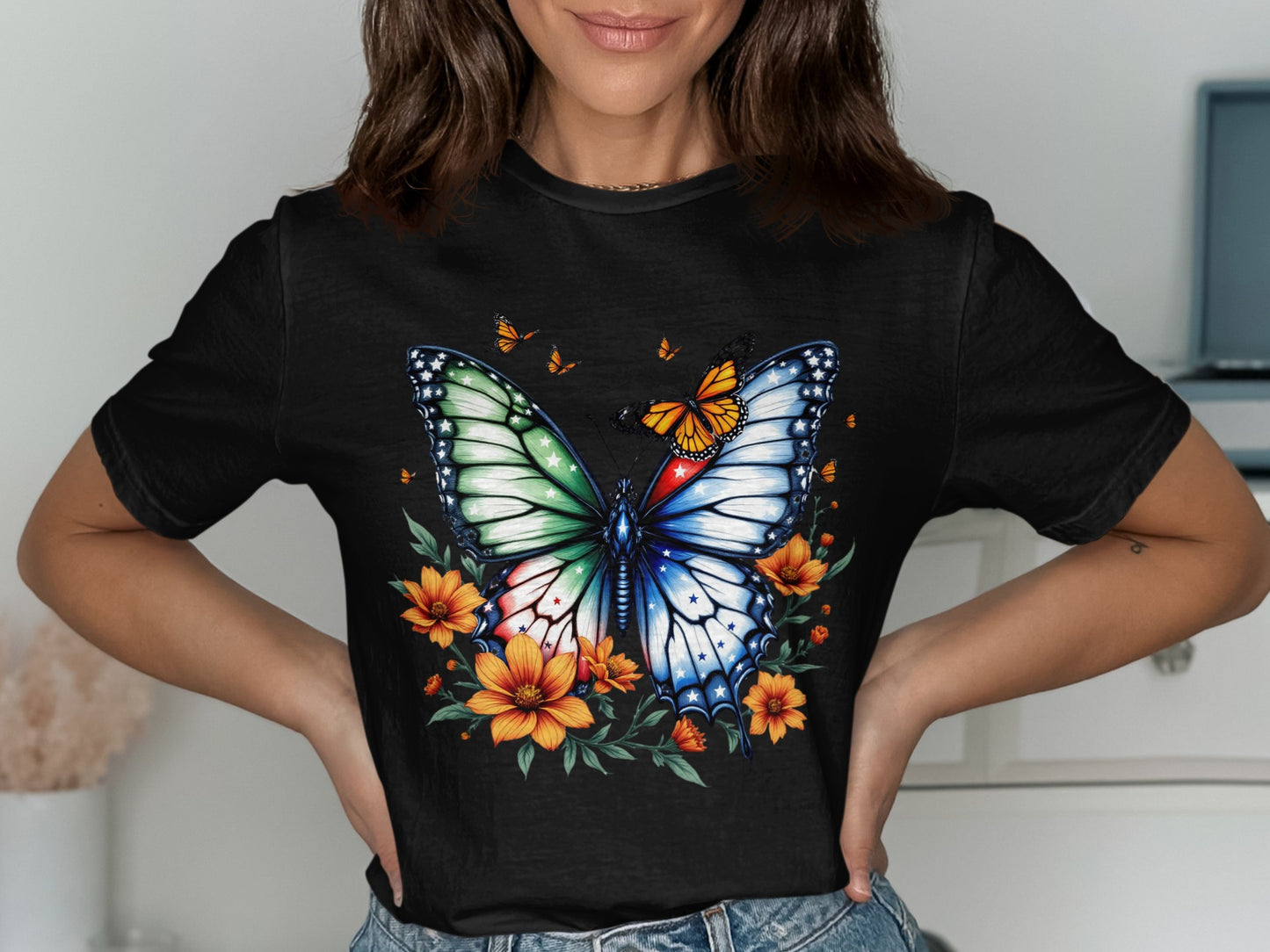 Vibrant Butterfly Graphic Tee color flower product type