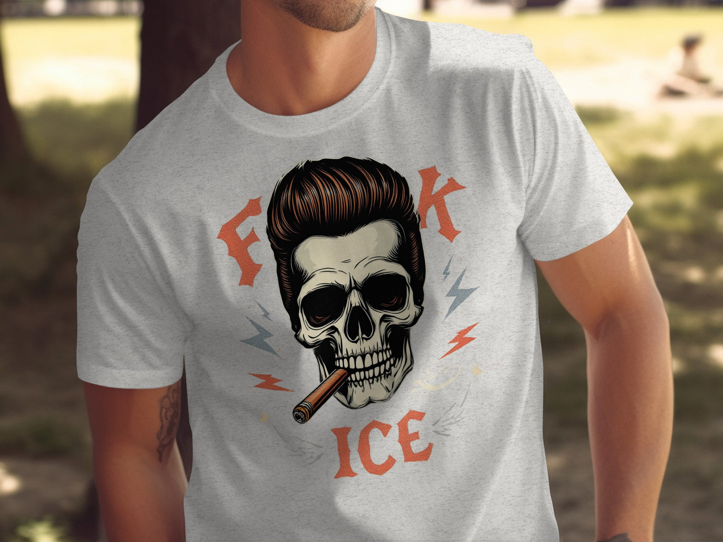 Edgy Skull Cigarette Art Graphic T-shirt product type