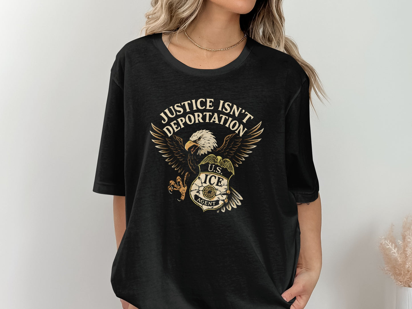 Justice Isn't Deportation Eagle Graphic T-Shirt product type