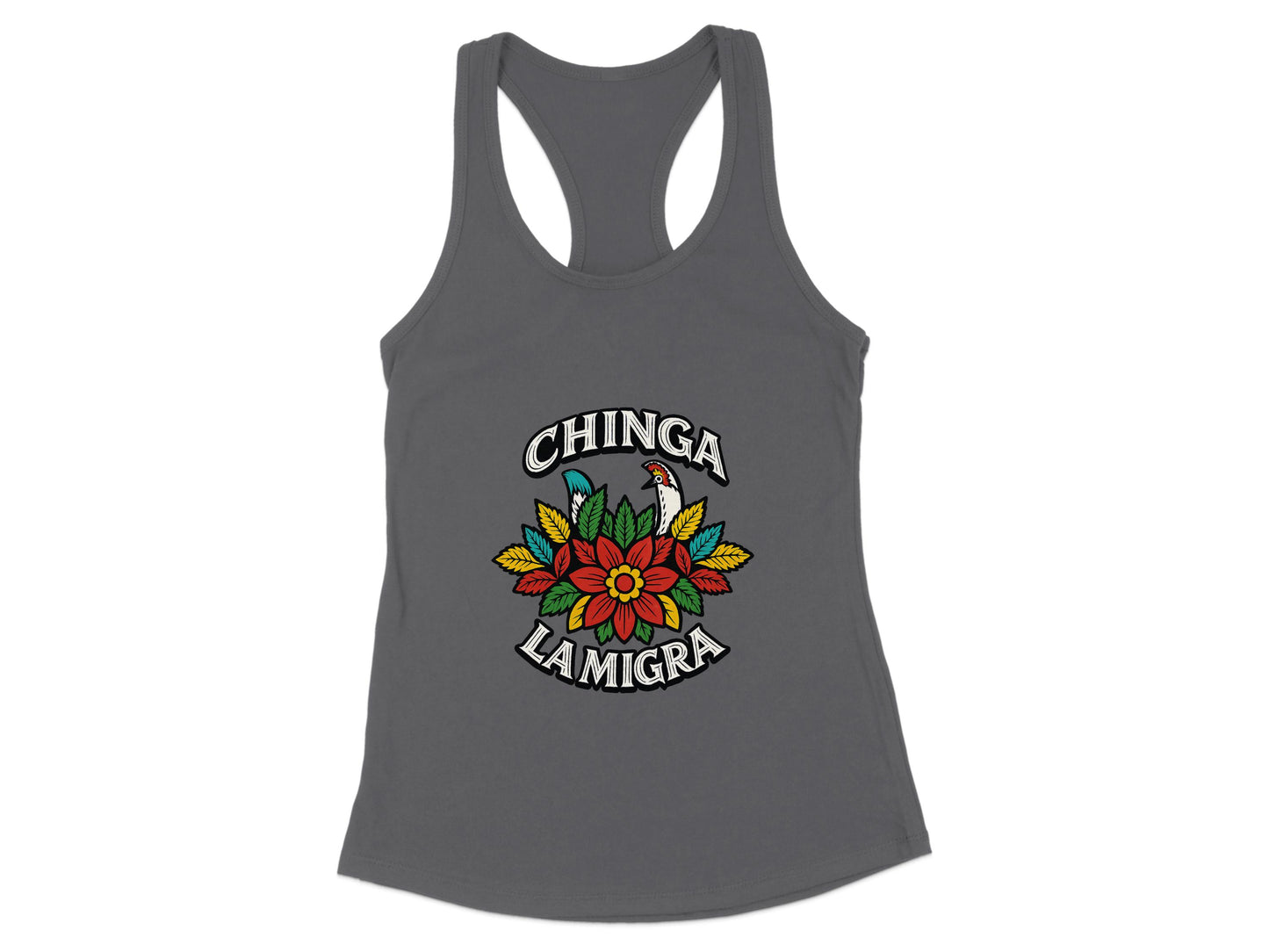 CHINGA LA MIGRA Floral Design Graphic Printed Tank Top product