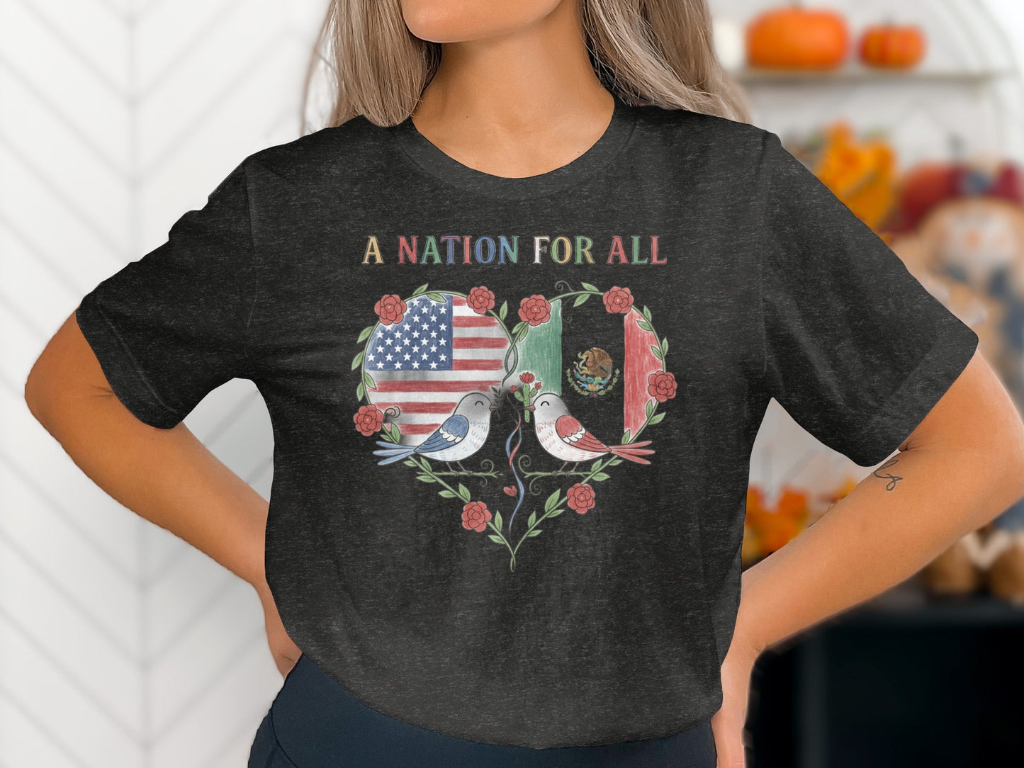 A Nation For All Dove and Flags Graphic Shirt product type