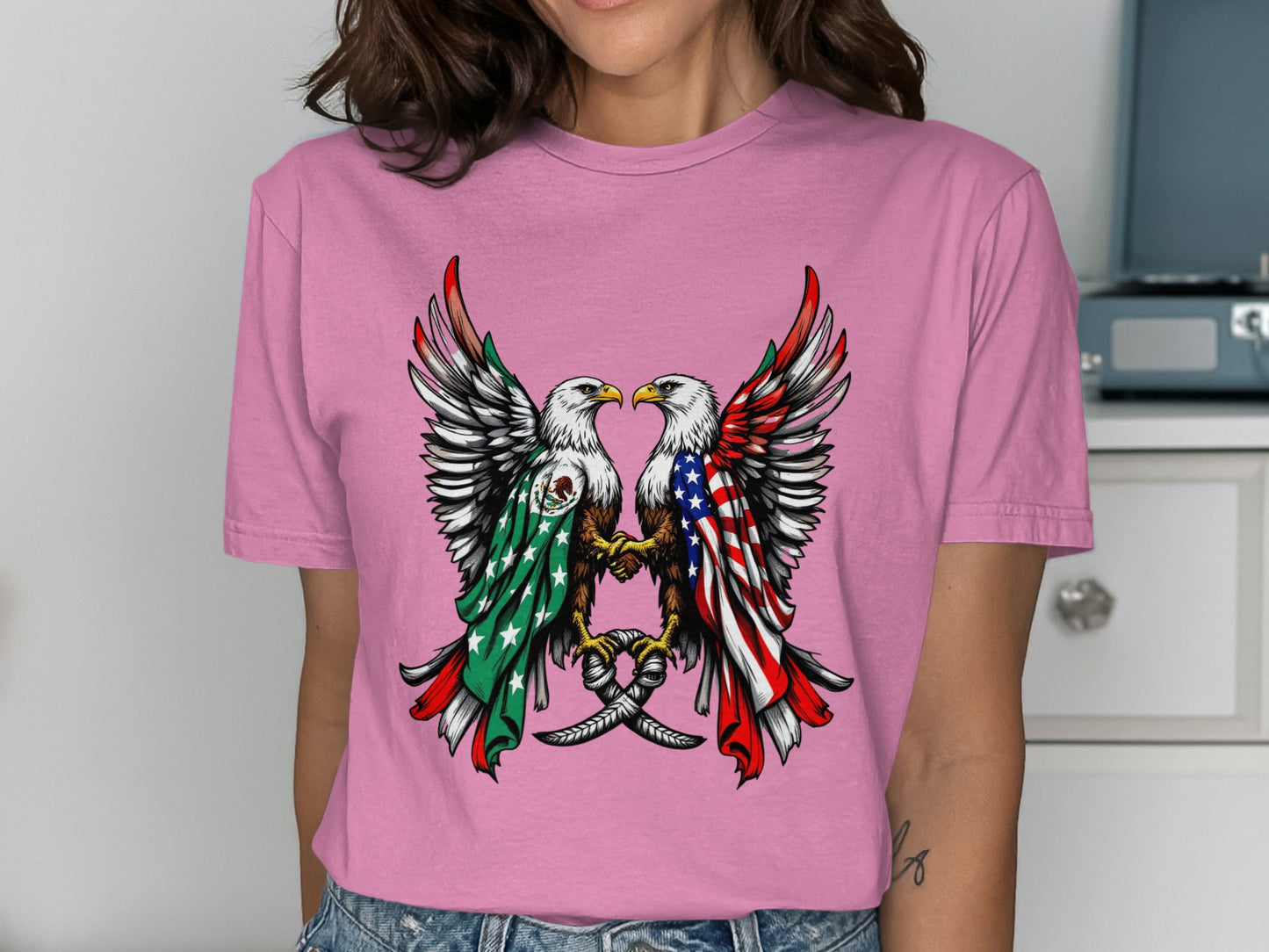 Patriotic Eagles Graphic Design on Stylish T-Shirt product