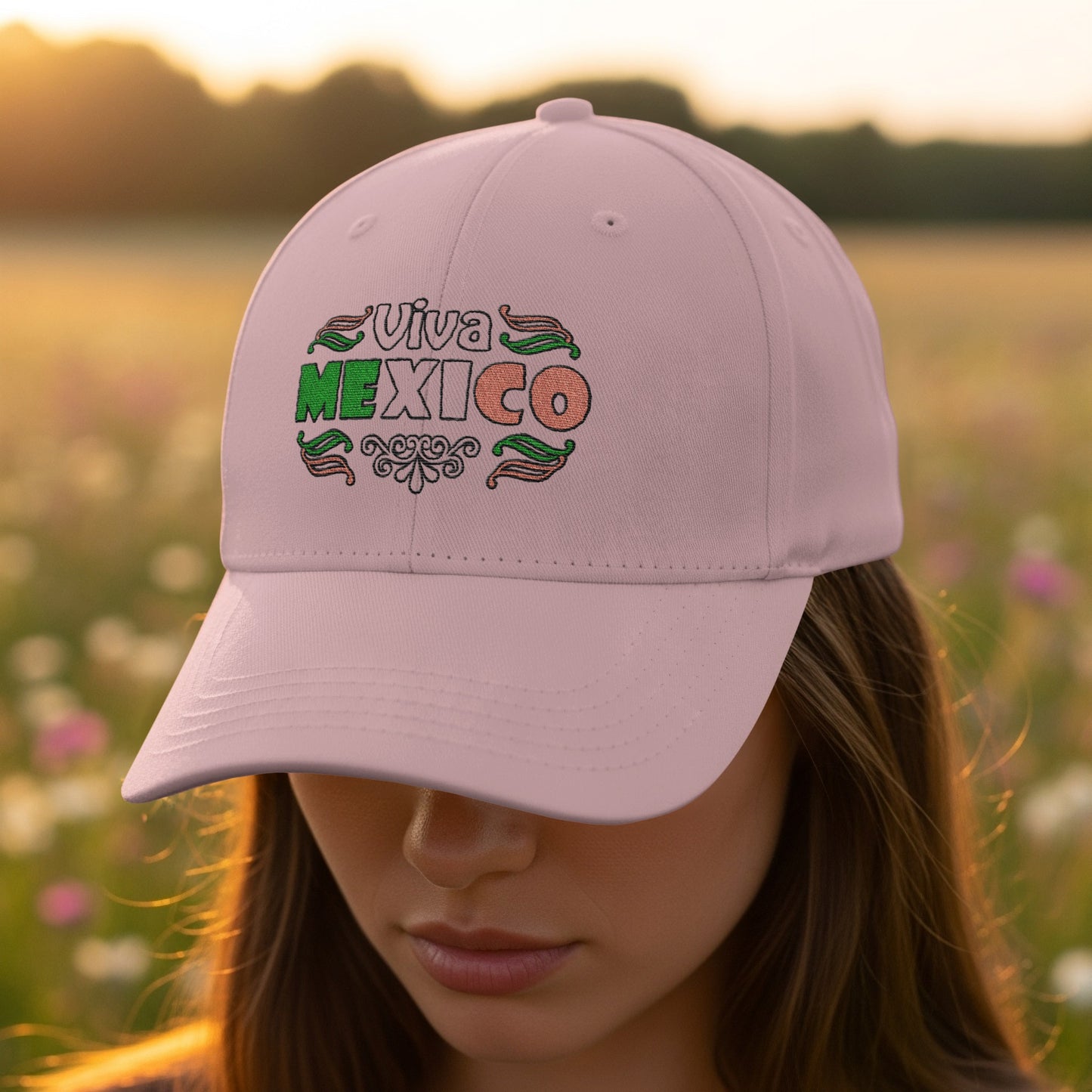 Viva Mexico Pink Embroidered Baseball Hat product