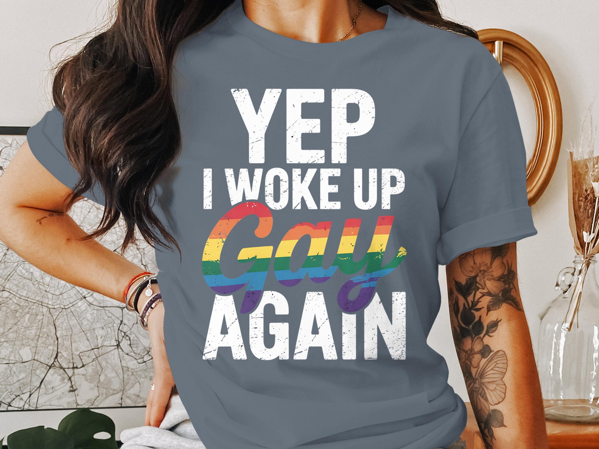 Yep I Woke Up Gay Again Statement T-Shirt product