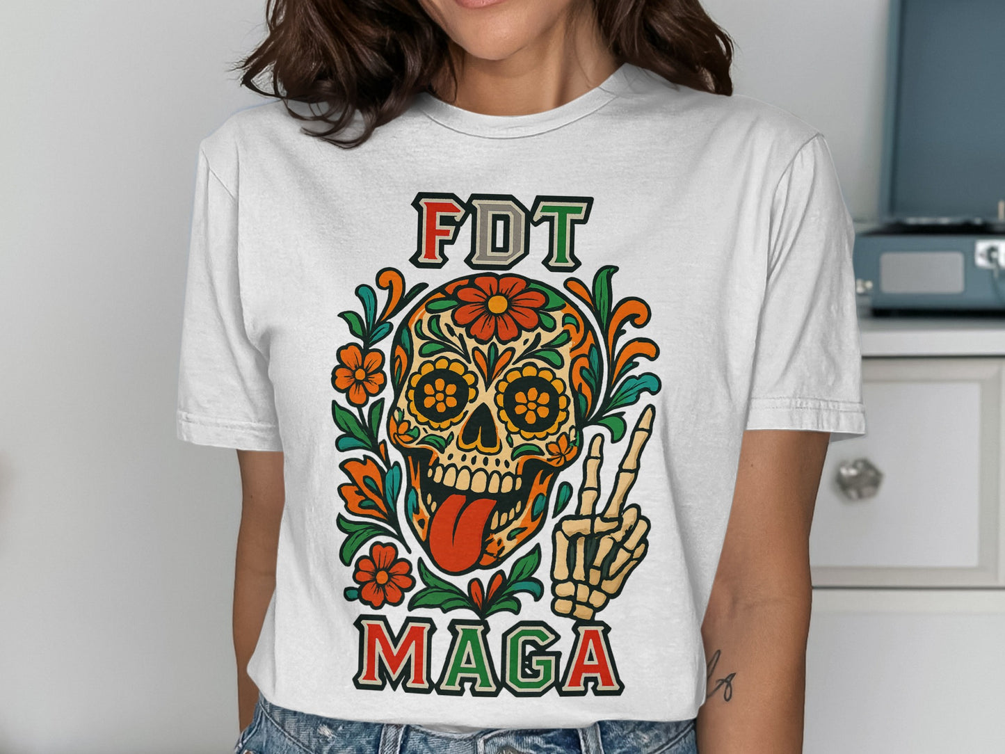 FDT MAGA Skull Illustration Floral Art T-shirt product