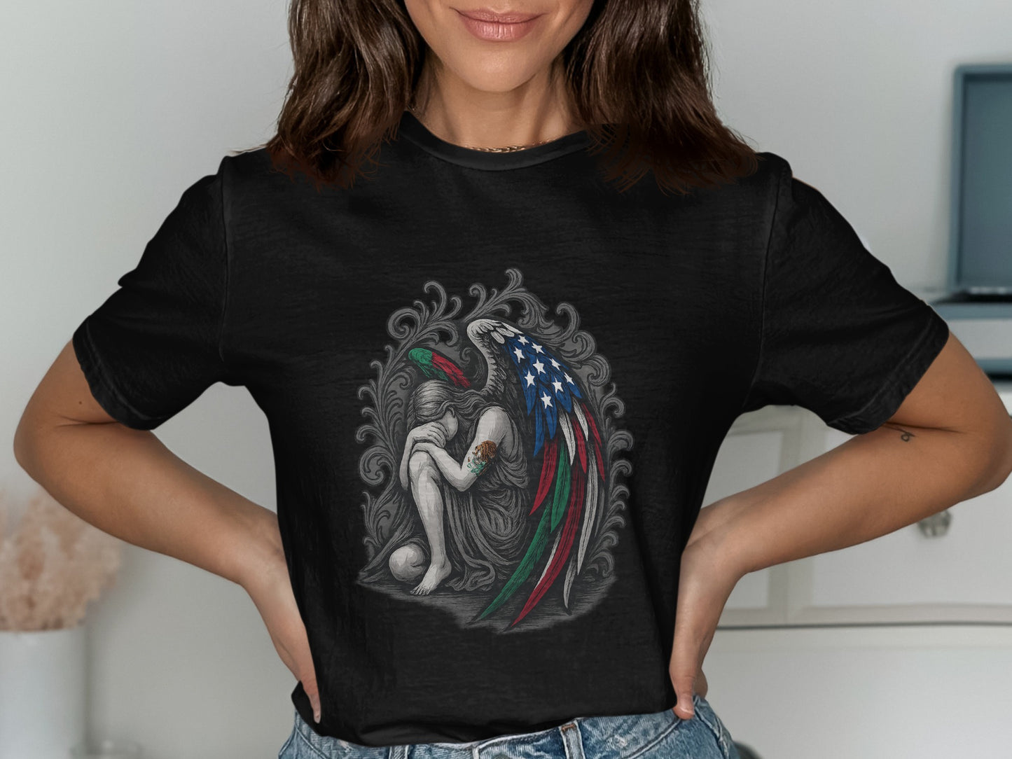 Patriotic Wing Design Black Graphic Tee product