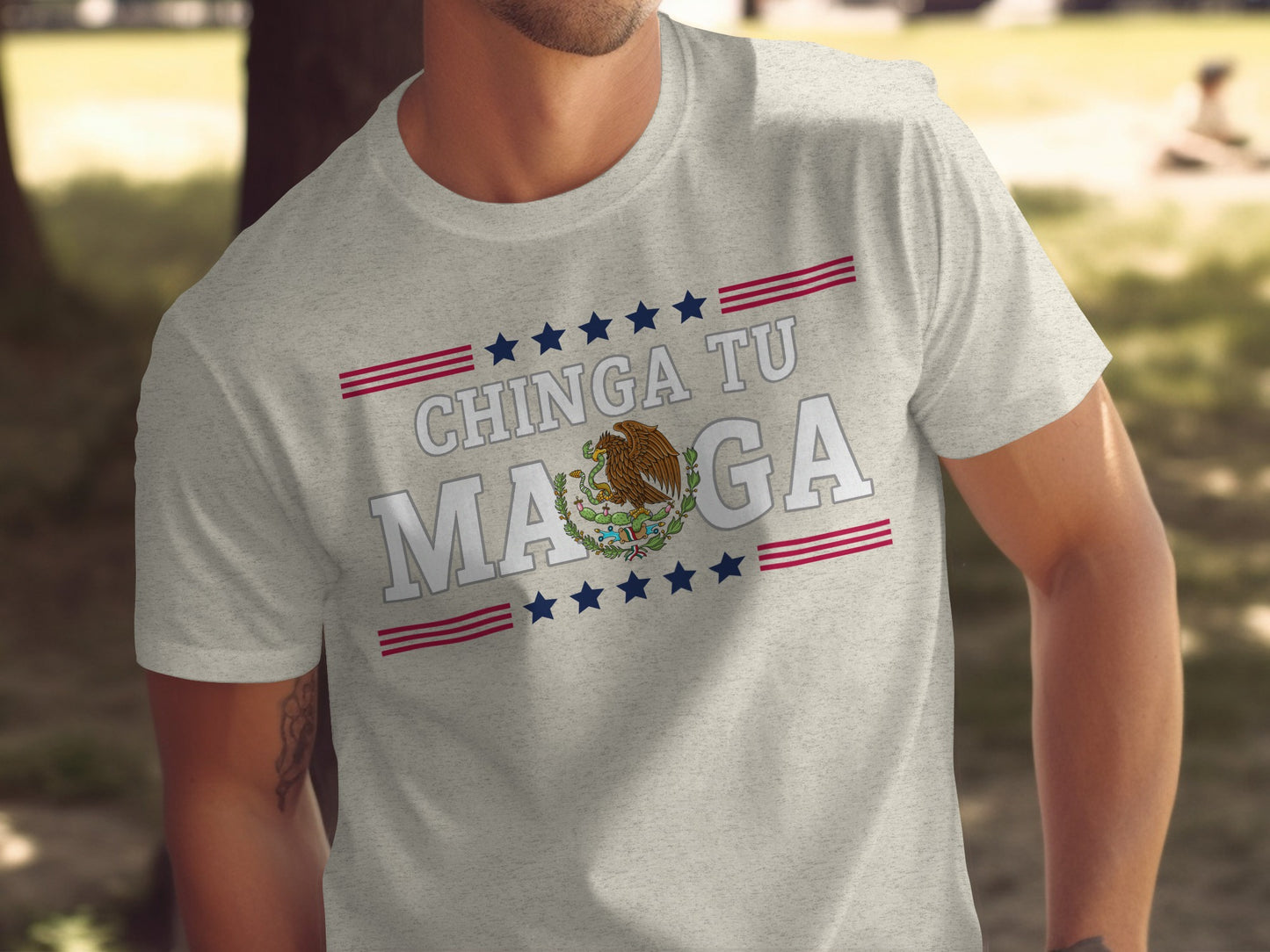 Chinga Tu Ma**a Graphic Patriotic Star Design Shirt Product