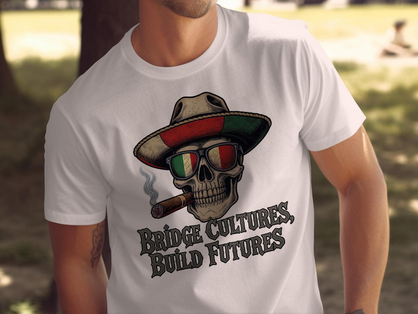 Bridge Cultures Build Futures Skull T-shirt Product