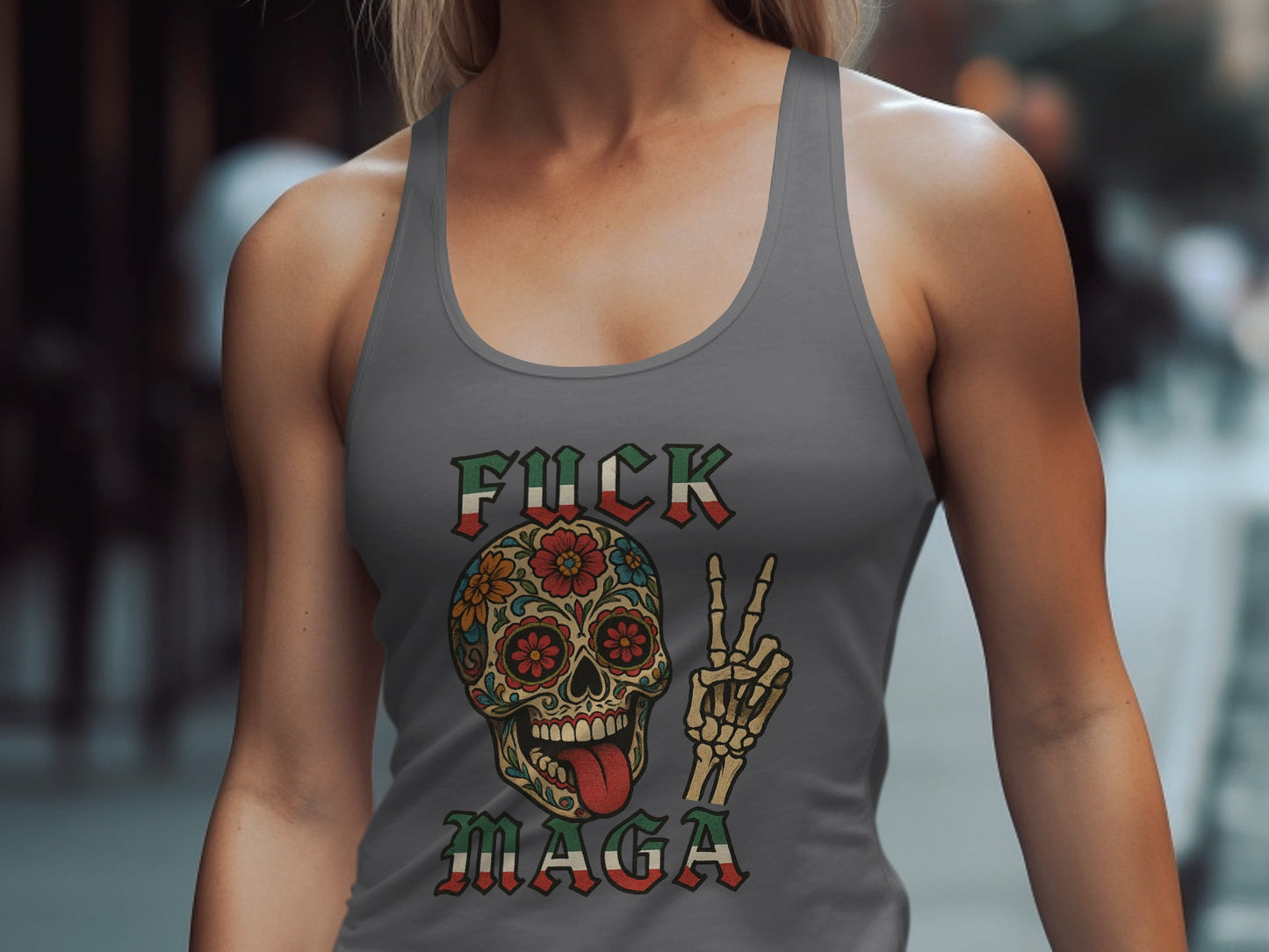 F*** MAGA Graphic Tank Top with Skull Design product