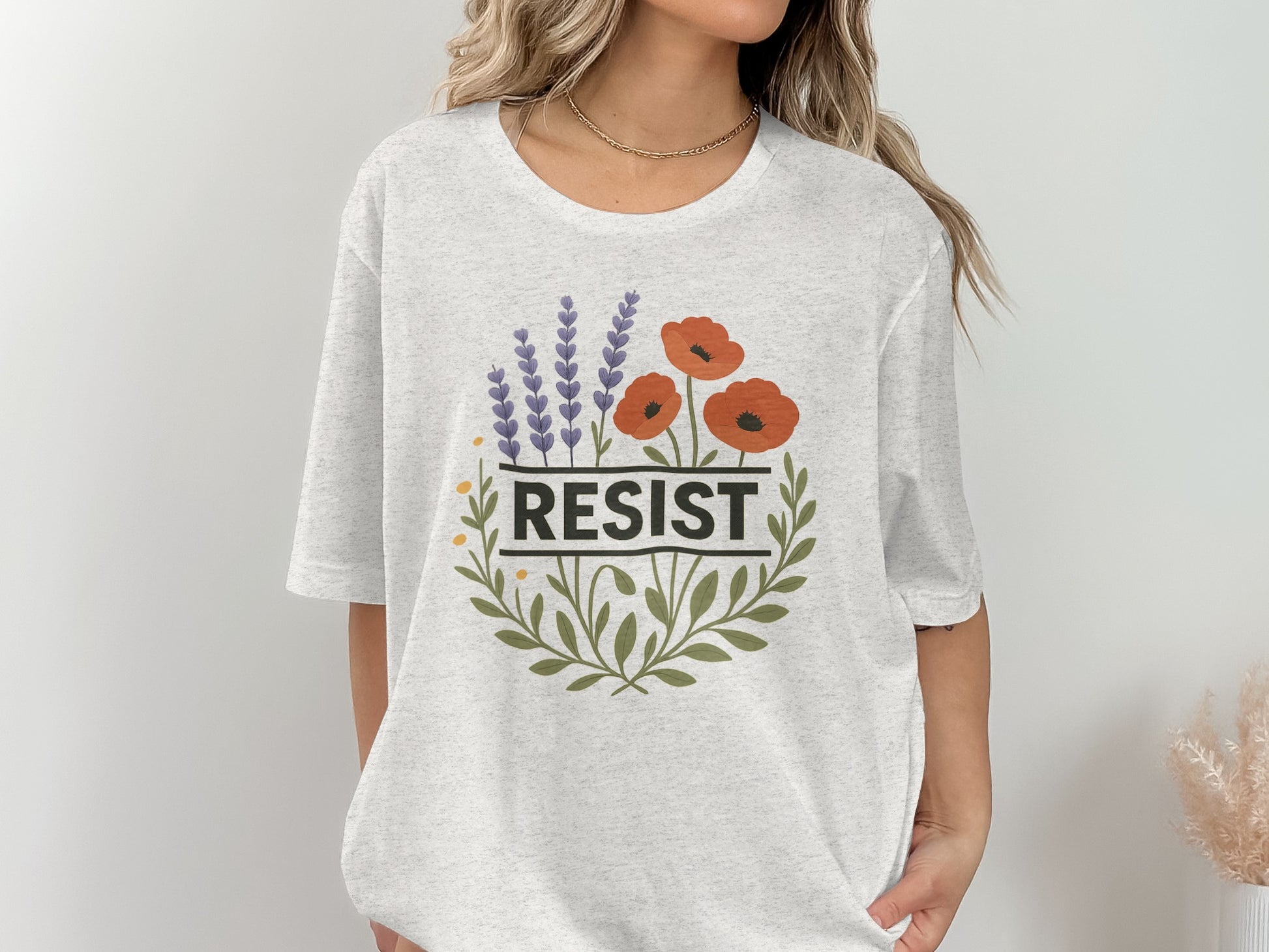 Floral Resist Lettering Graphic T-shirt product type