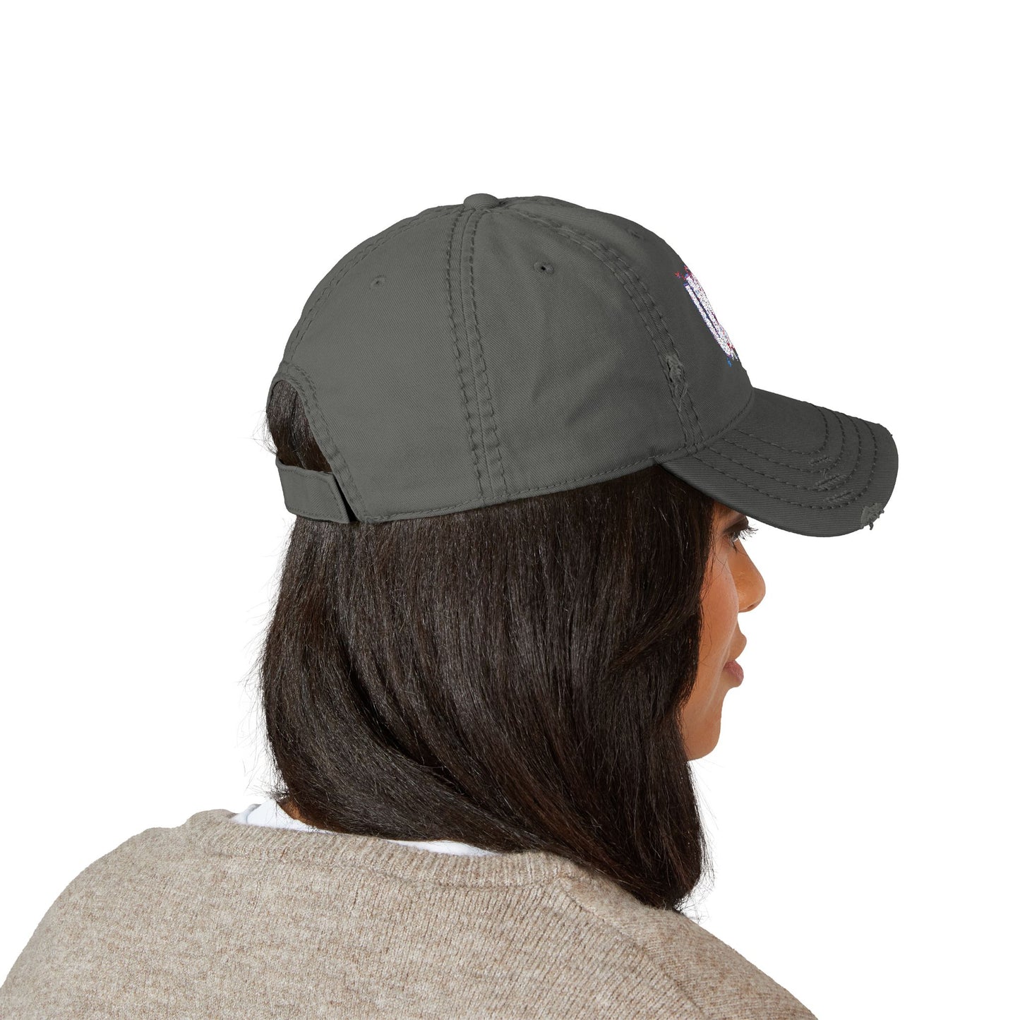 4th of July Hat Distressed Cat Dad Hat with Embroidery | Casual Fashion, Gifts for Cat Lovers, Outdoor Style, Father's Day, Everyday Wear