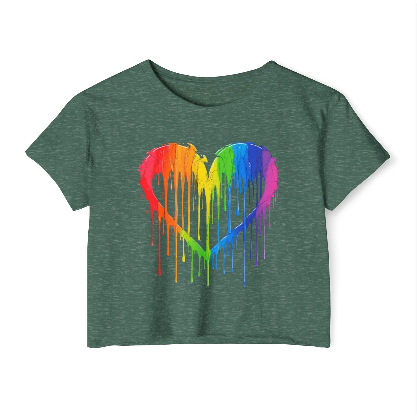 Pride corp top Rainbow Heart Women’s Festival Crop Top - Vibrant and Fun Summer Wear