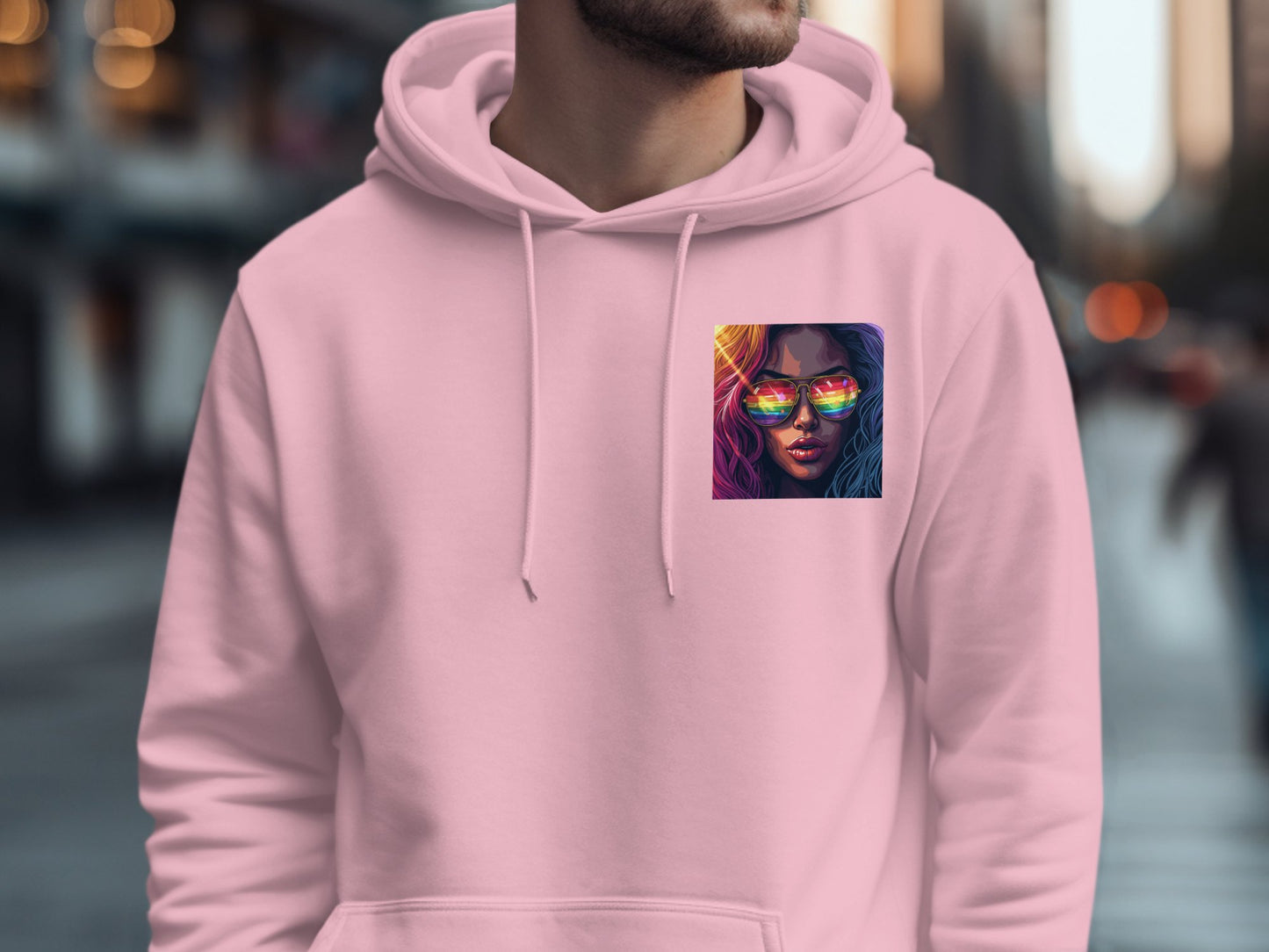 Vibrant Neon Sunglasses Design Pink Hoodie product
