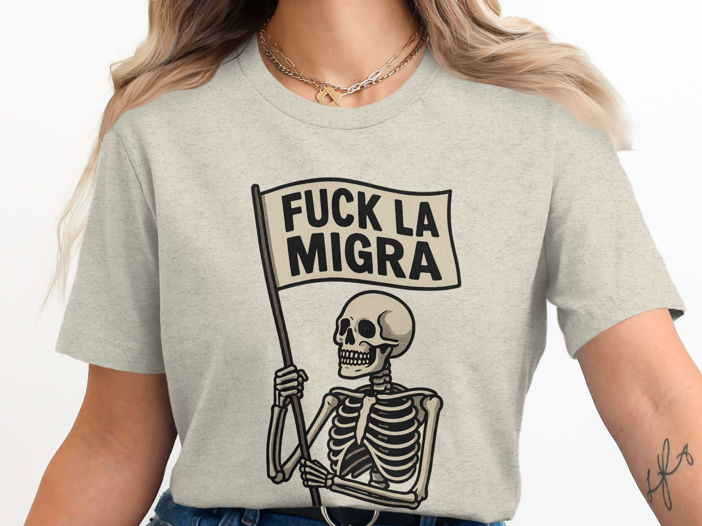 Fuck La Migra Skeleton Graphic T-Shirt product type