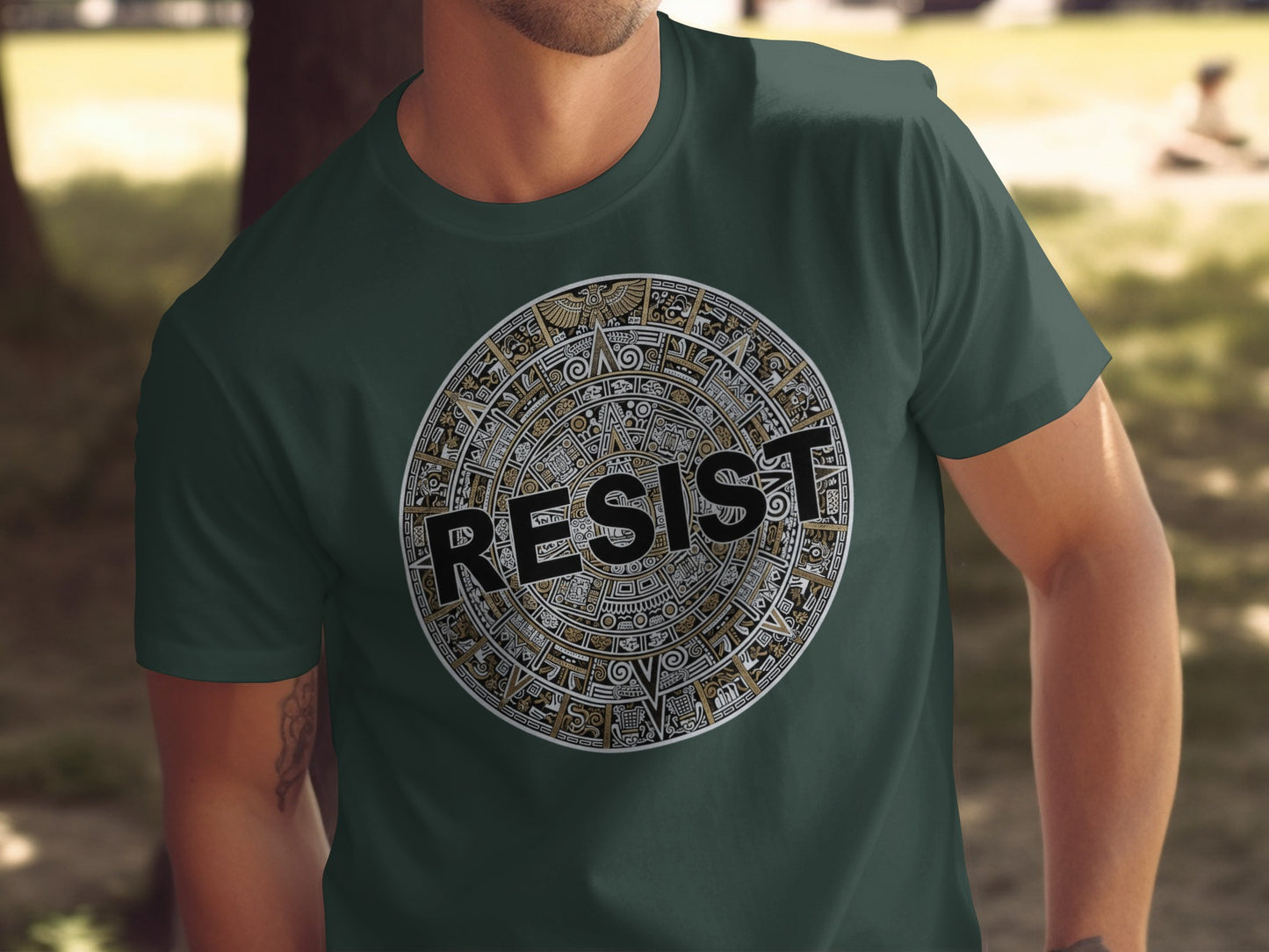 Aztec Calendar Design Resist T-shirt product