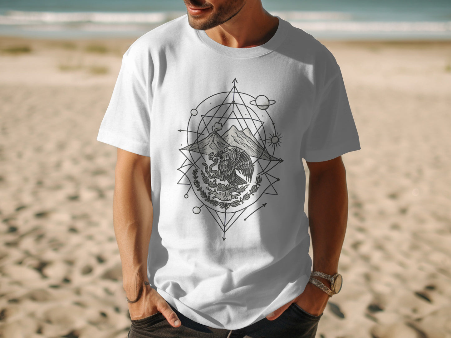 Geometric Whale Design Graphic Printed T-shirt product