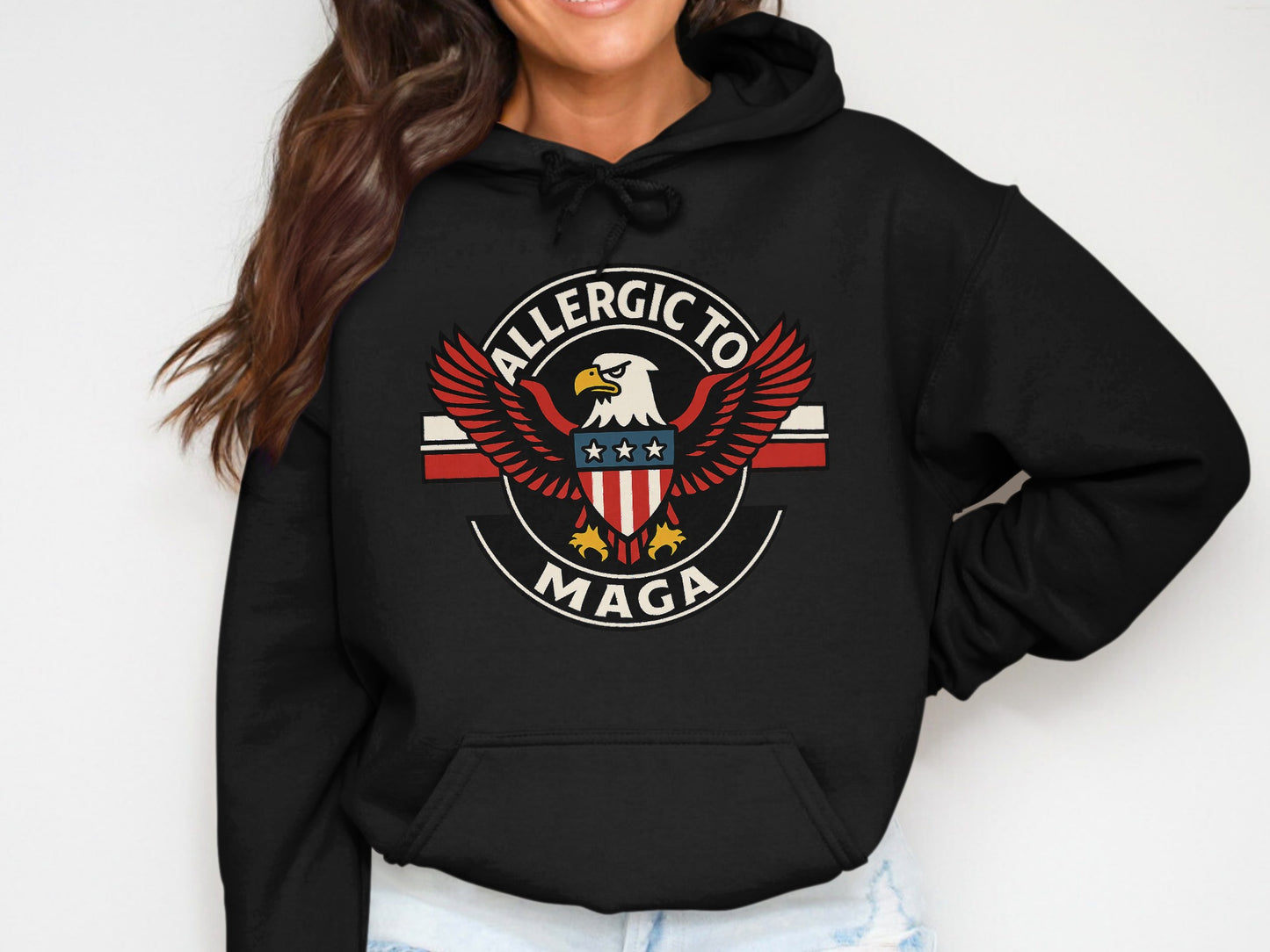 Allergic To MAGA Custom Printed Hoodie product