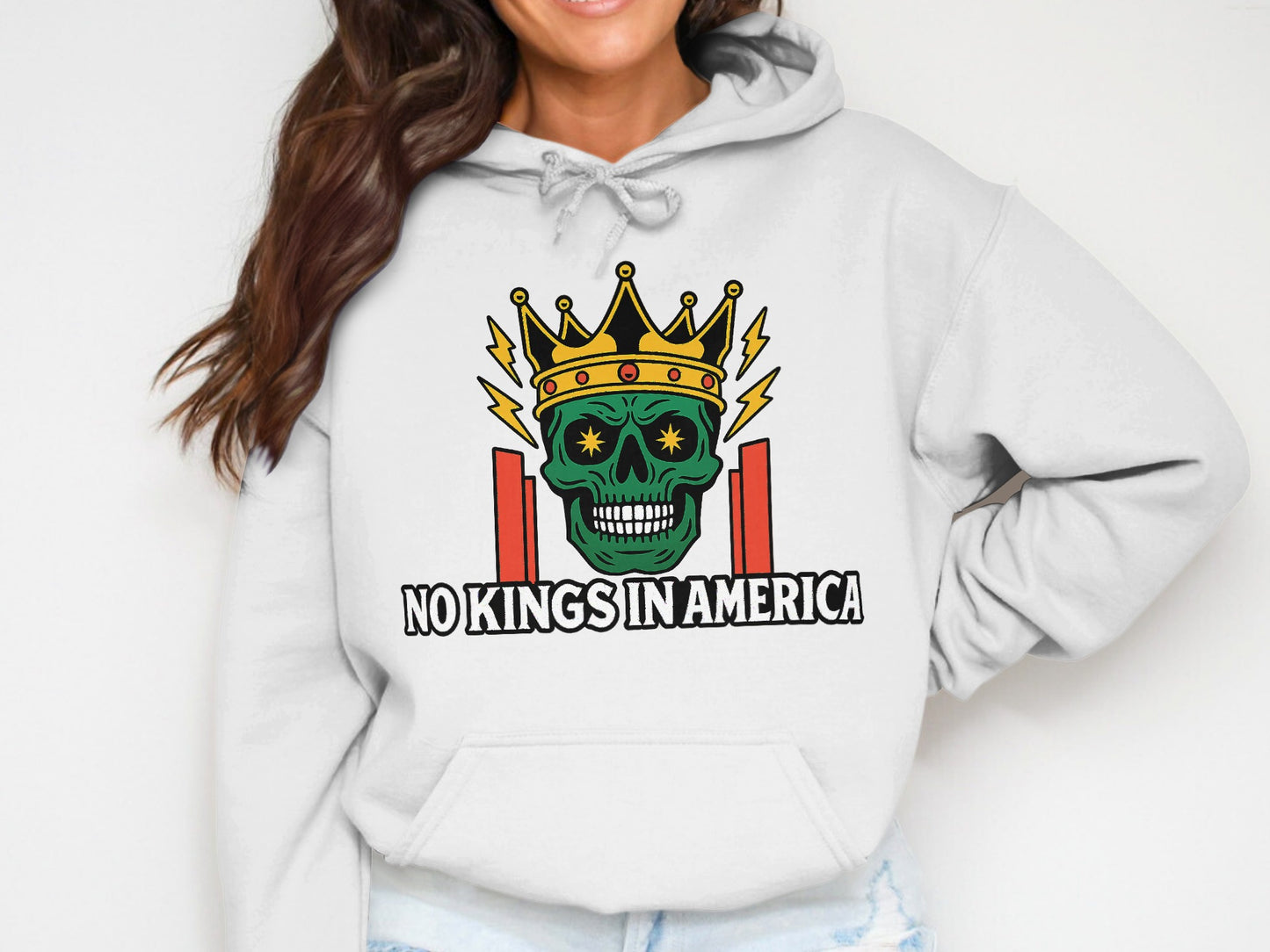 No Kings In America Skull Graphic Hoodie product type