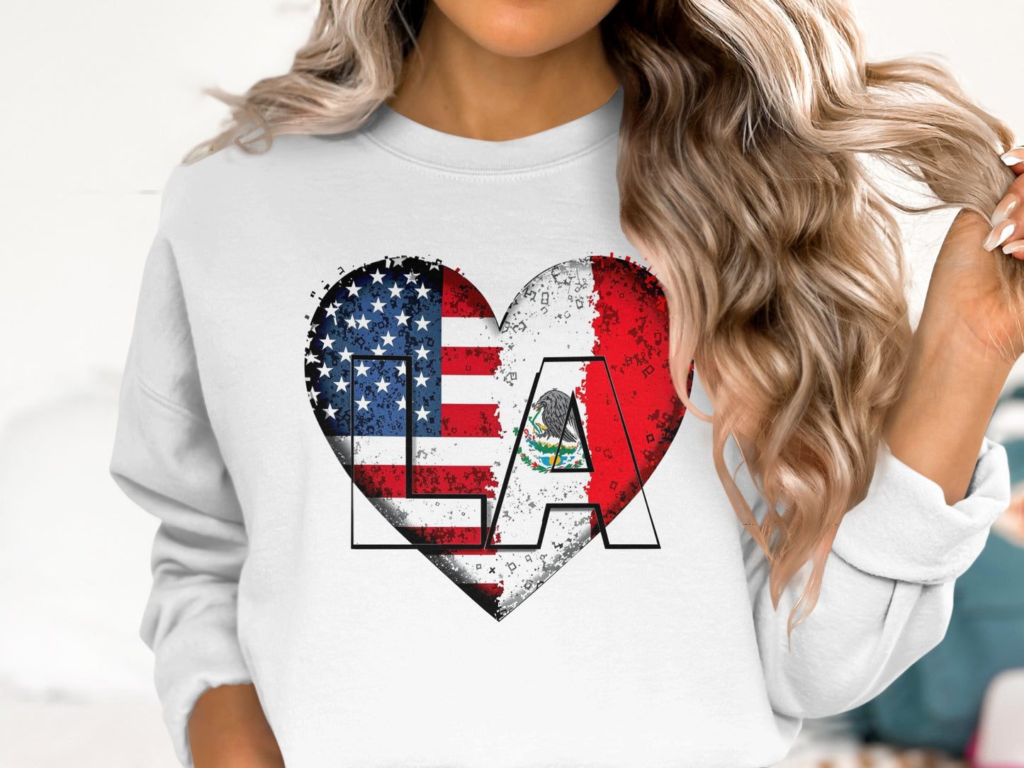 Patriotic LA Heart Print Sweatshirt stylish product