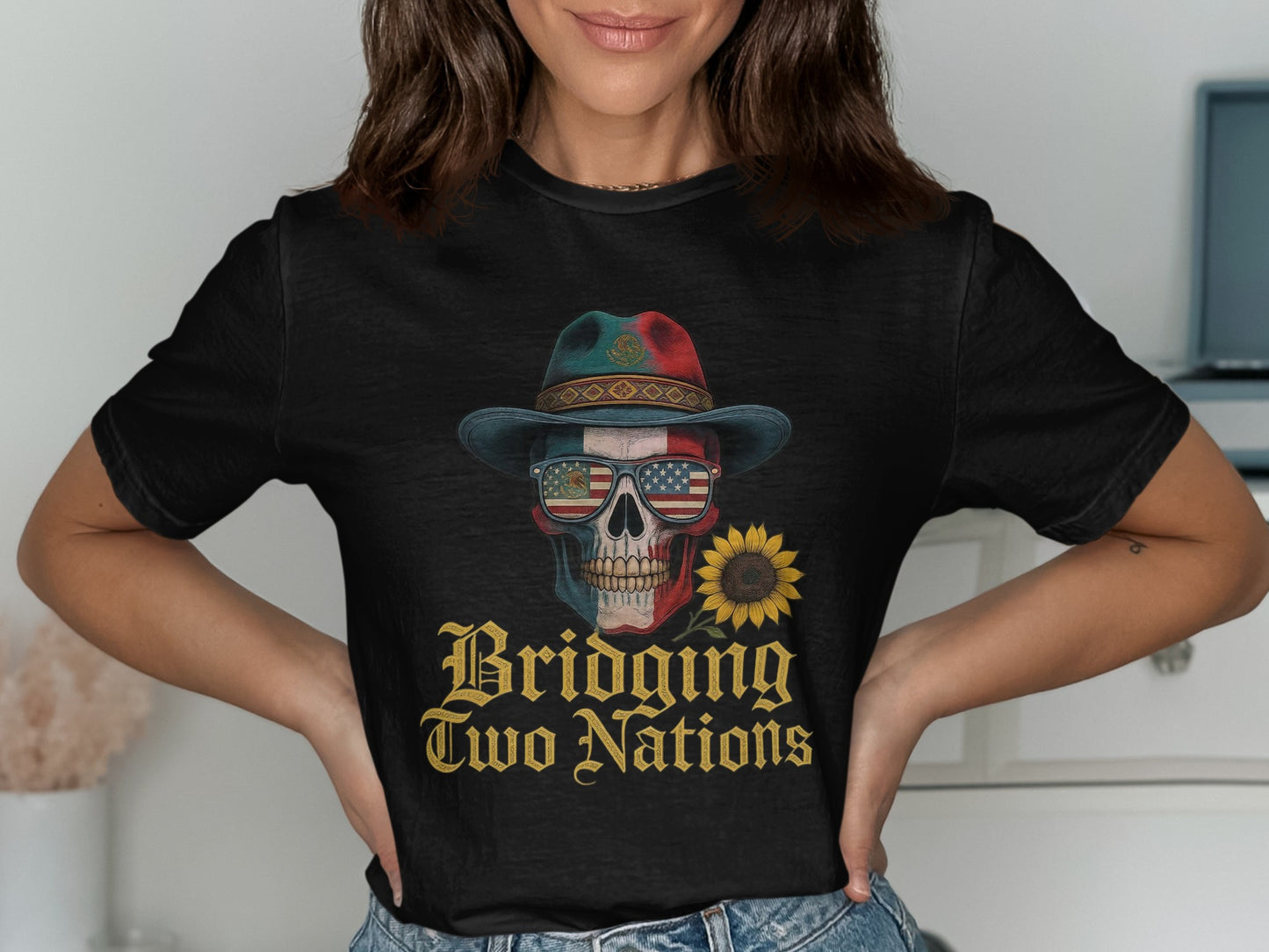 Bridging Two Nations Skull Graphic T-shirt product